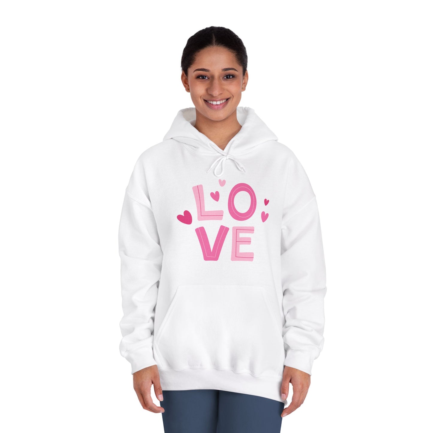 Valentine Sweatshirt, Unisex DryBlend® Hooded Sweatshirt with Love and Heart Print, Valentine Gift