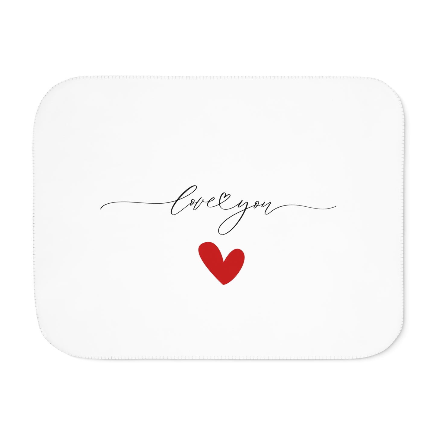 Love You Singnature with Heart Printed Sherpa Blenket for Valentine