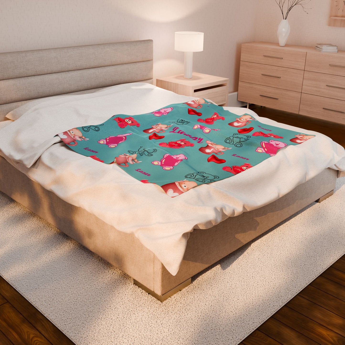 Personalized Teddy Bear Plush Blanket for Toddlers - Cute and Cozy Baby Shower Gift