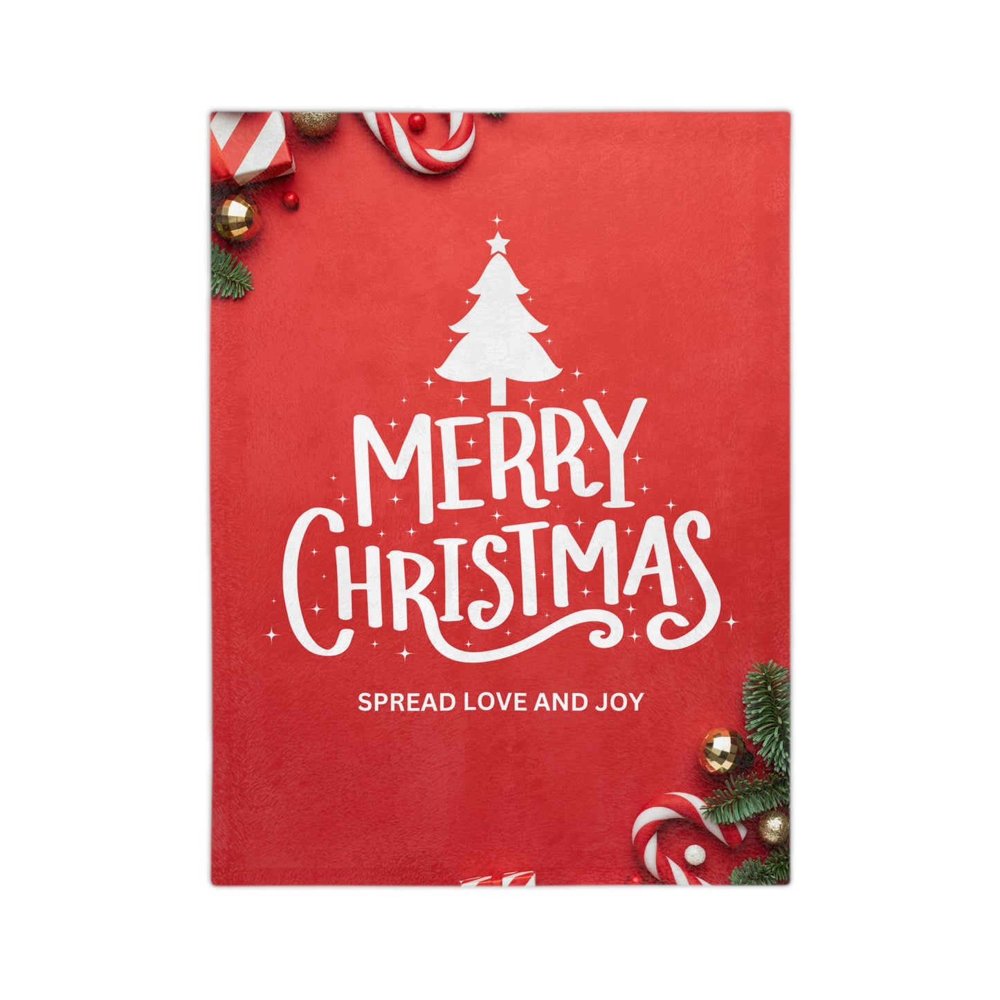 Merry Christmas, Spread Love and Joy Printed Velveteen Minky Blanket