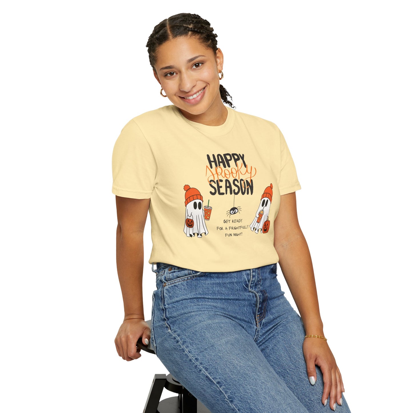 Spooky Season Ghosts Tee – Cozy Drinks & Chilling Vibes!