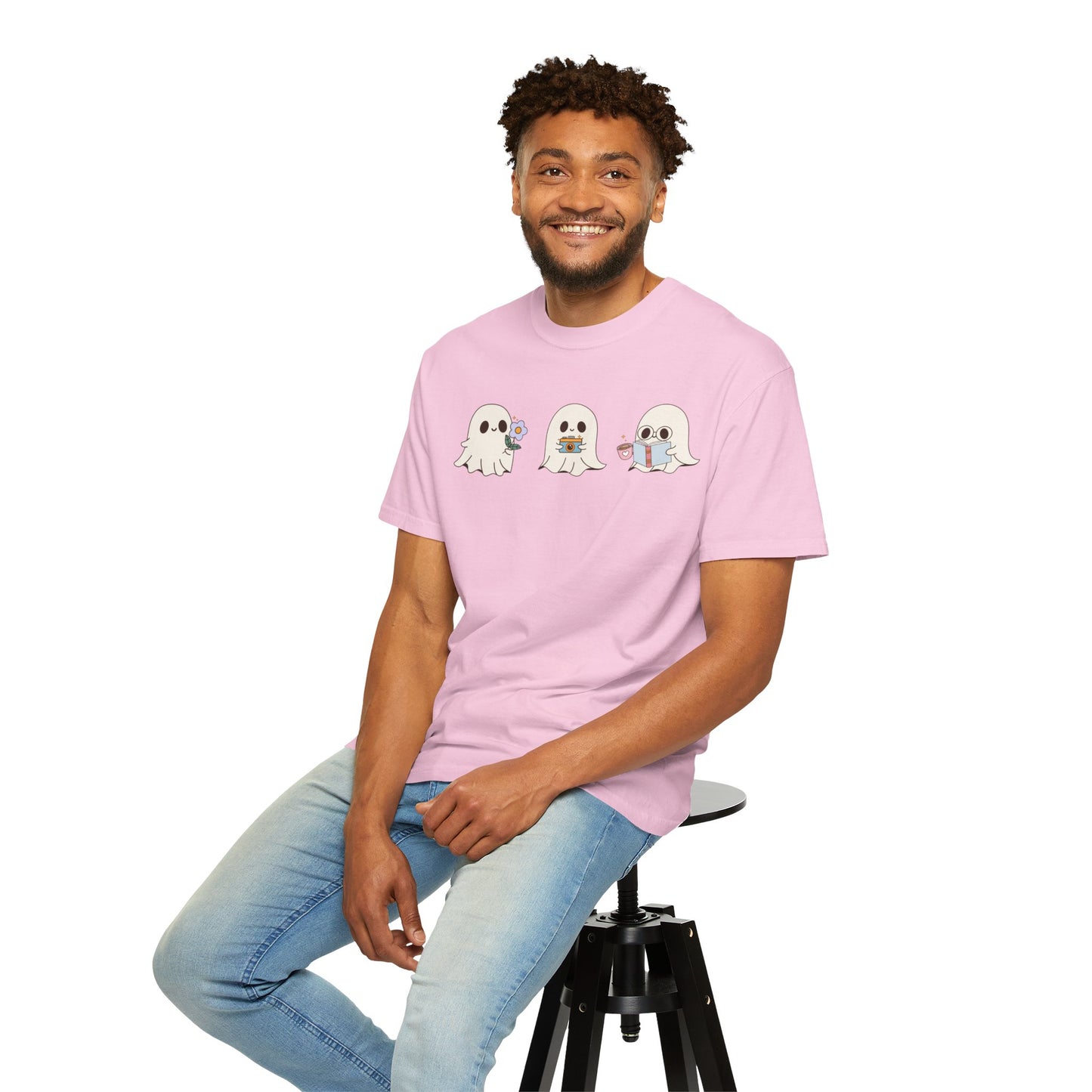 Cute Ghost Trio Halloween T-Shirt – Spooky Season Graphic Tee