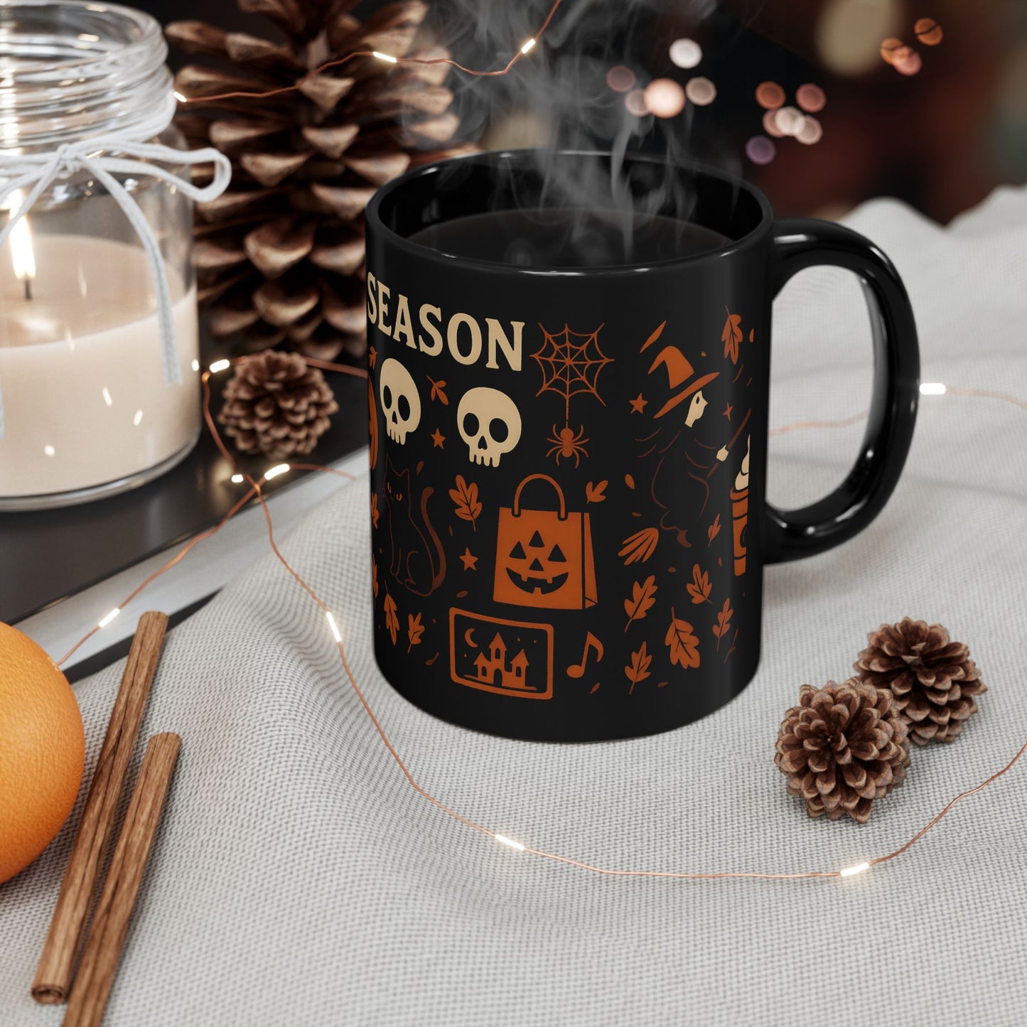 Cute Halloween Ghost Coffee Mug – Black Ceramic Cup for Fall & Spooky Season