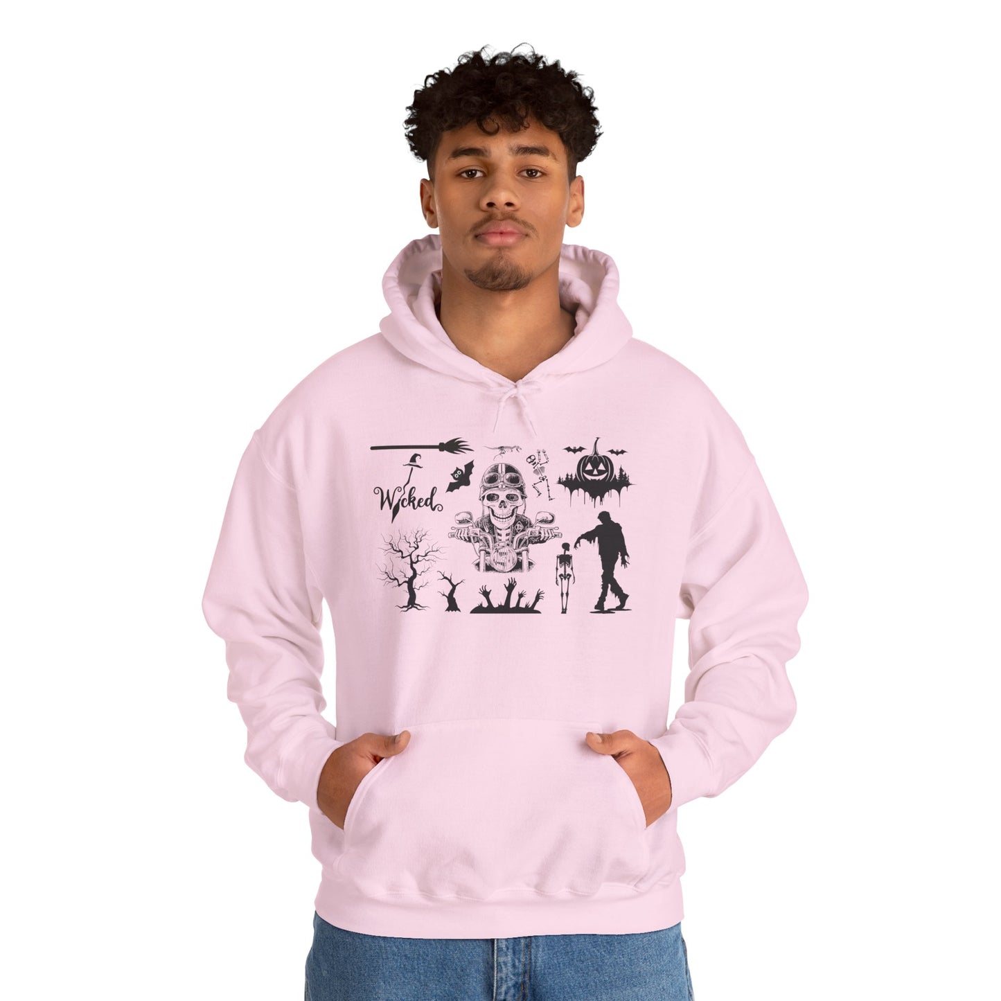 Wicked Skull Halloween Hoodie – Spooky Skeleton & Zombie Graphic Sweatshirt