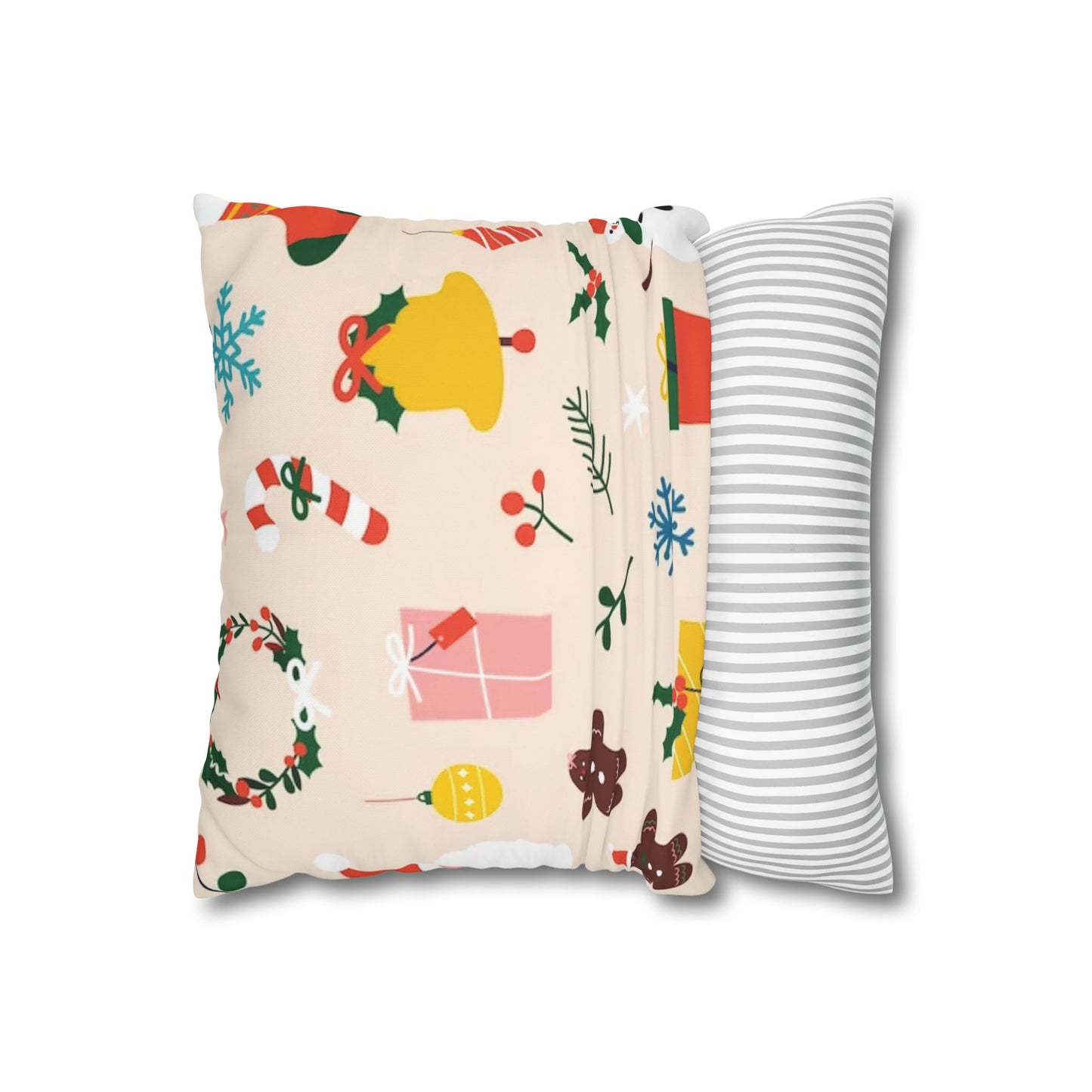Christmas Spun Polyester Pillowcase – Festive Double-Sided Cushion Cover