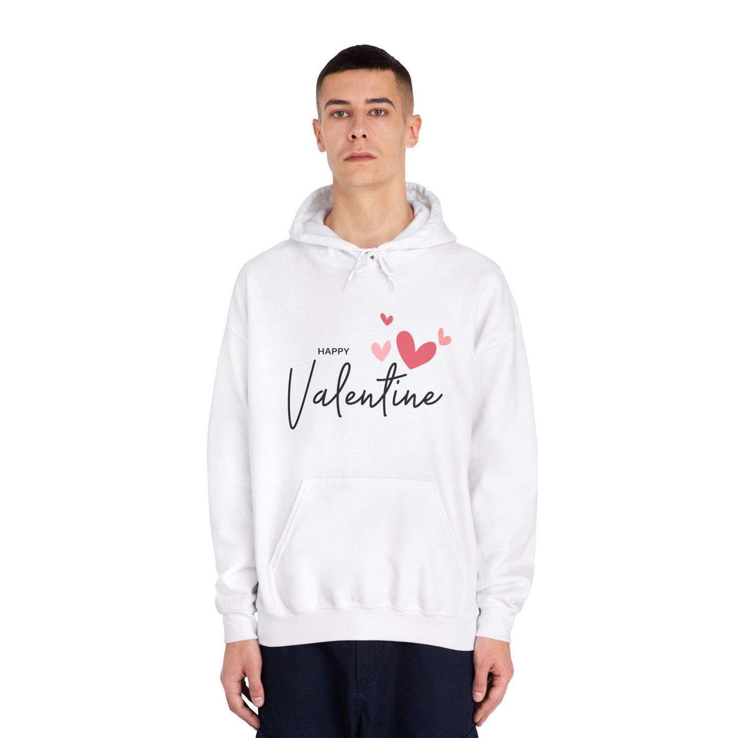 Valentine Sweatshirt, Unisex DryBlend® Hooded Sweatshirt with Happy Valentine Print