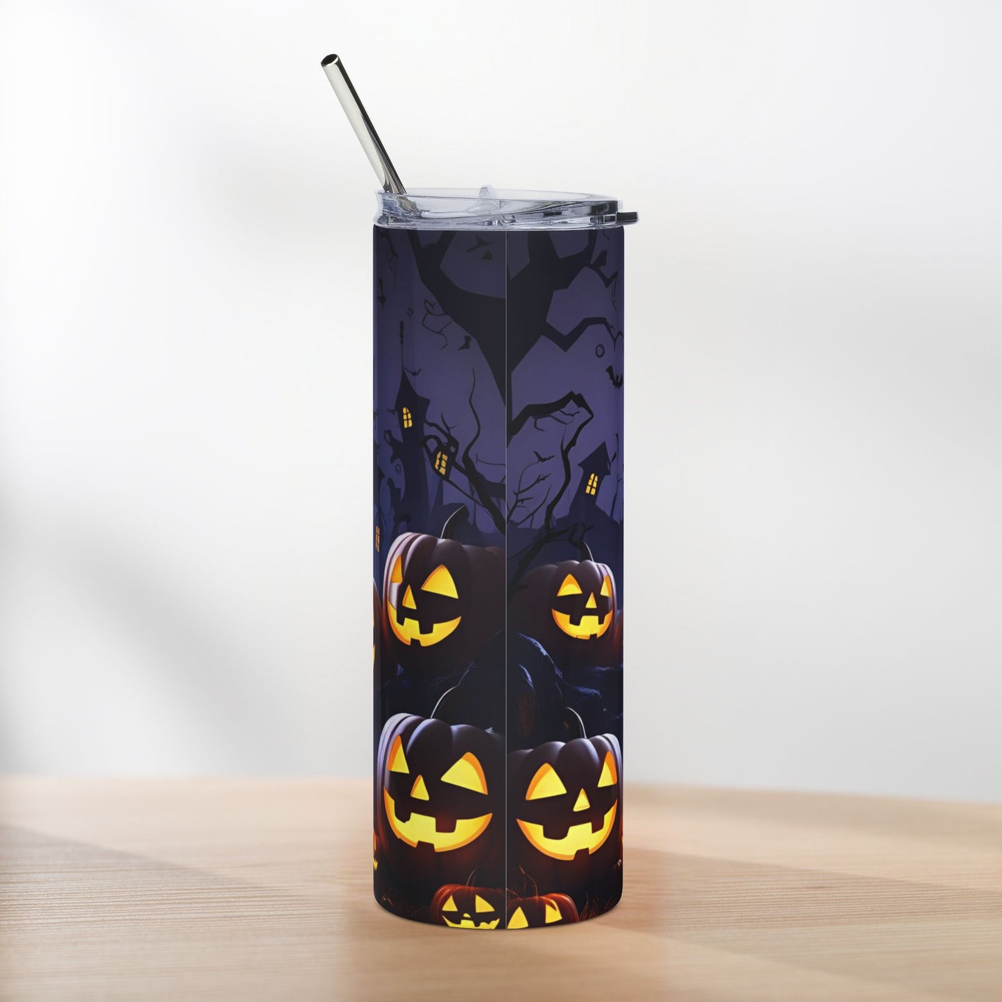 Haunted Castle Halloween Tumbler – Witch Silhouette & Moonlit Magic