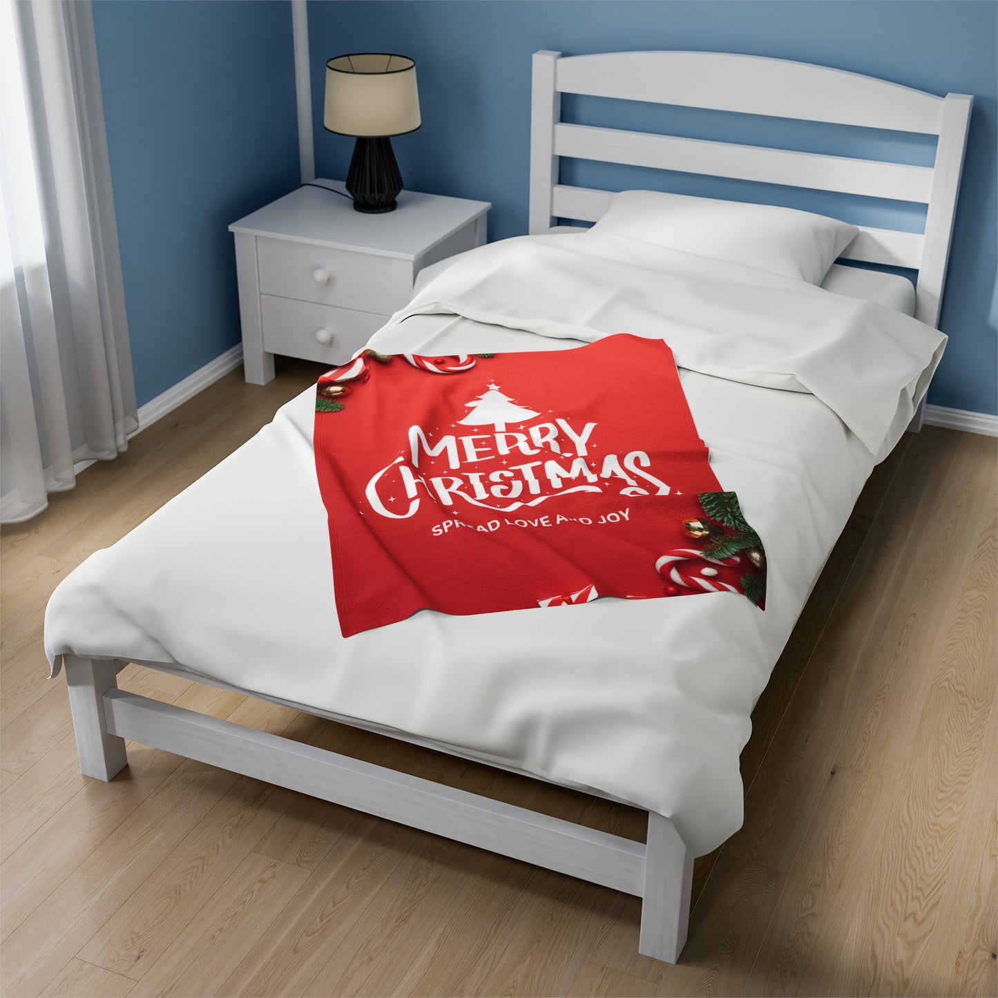 Merry Christmas with Spread Love and Joy Printed Velveteen Plsuh Blanket