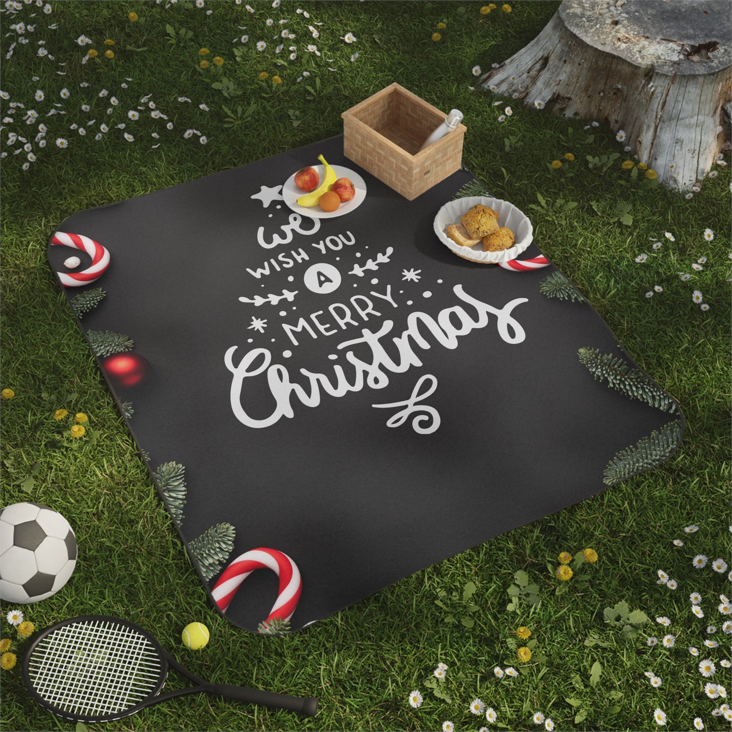 We Wish You Merry Christmas Printed Picnic Blanket