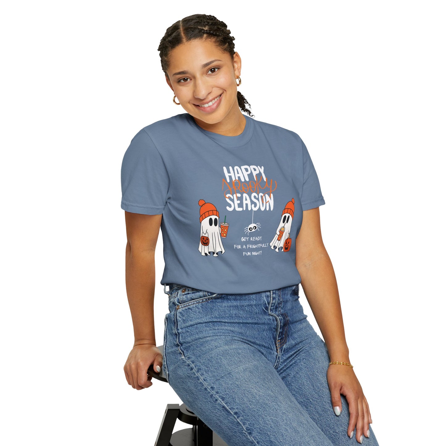 Spooky Season Ghosts Tee – Cozy Drinks & Chilling Vibes!
