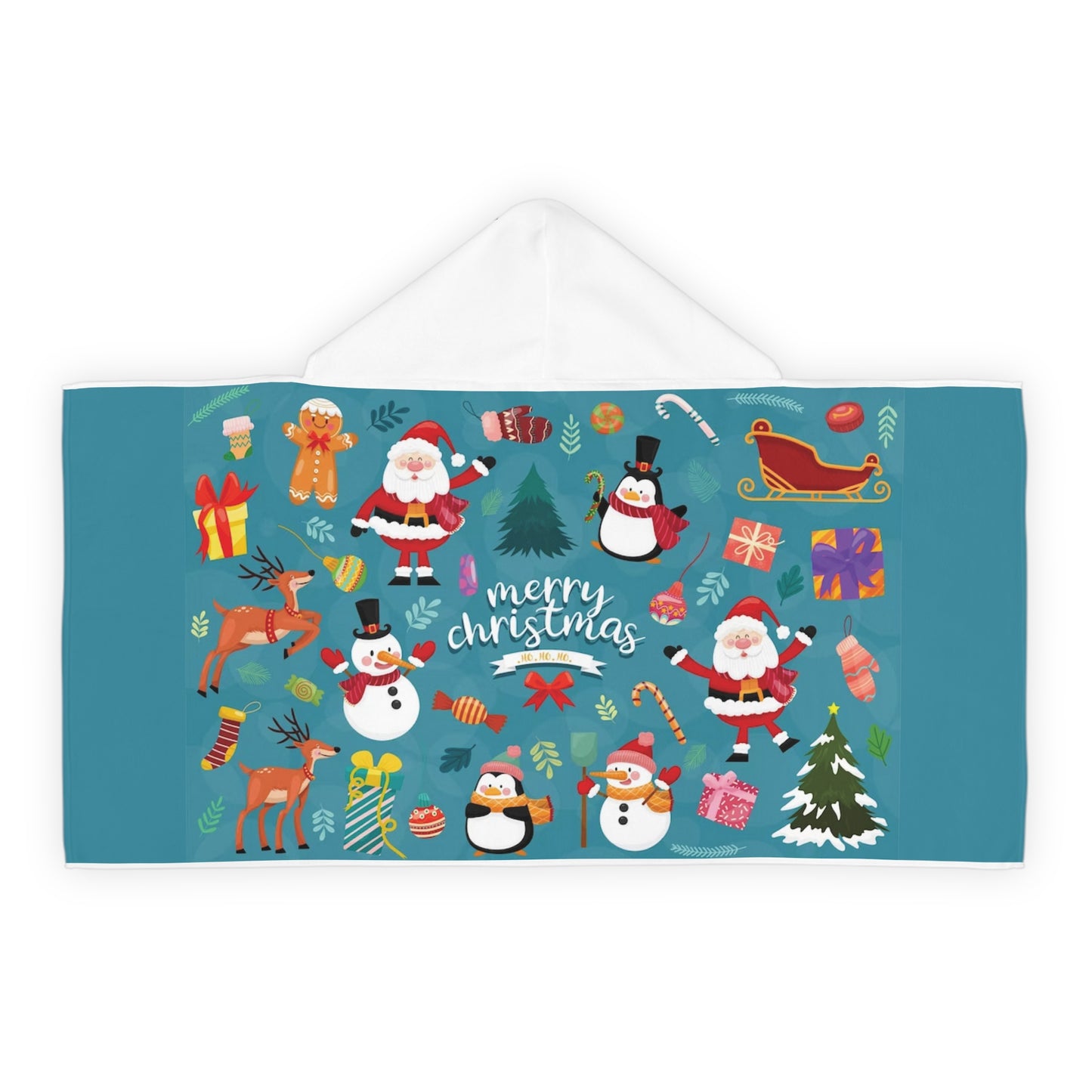 Christmas Youth Hooded Towel – Soft Polyester & Cotton Holiday Kids Bath Wrap