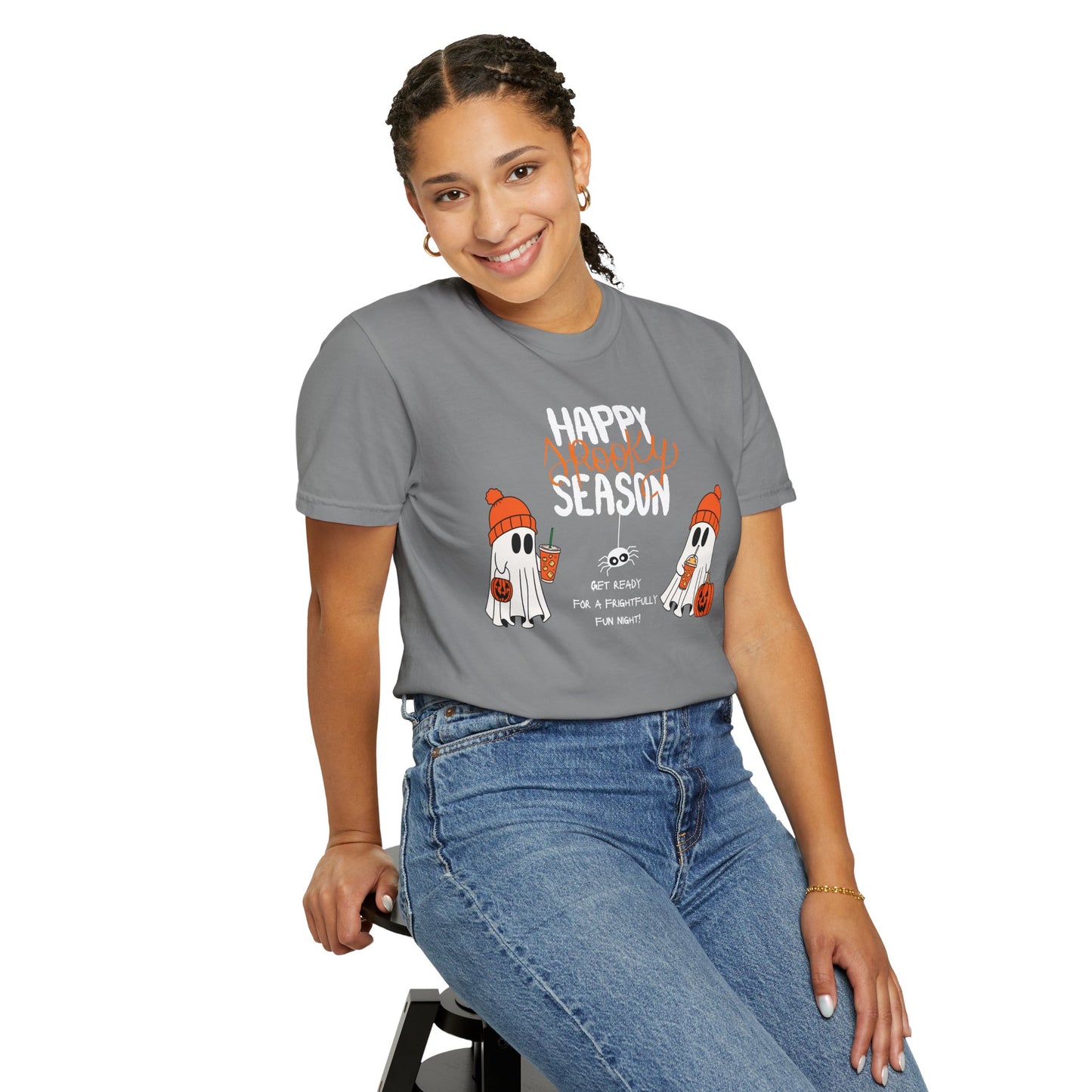 Spooky Season Ghosts Tee – Cozy Drinks & Chilling Vibes!
