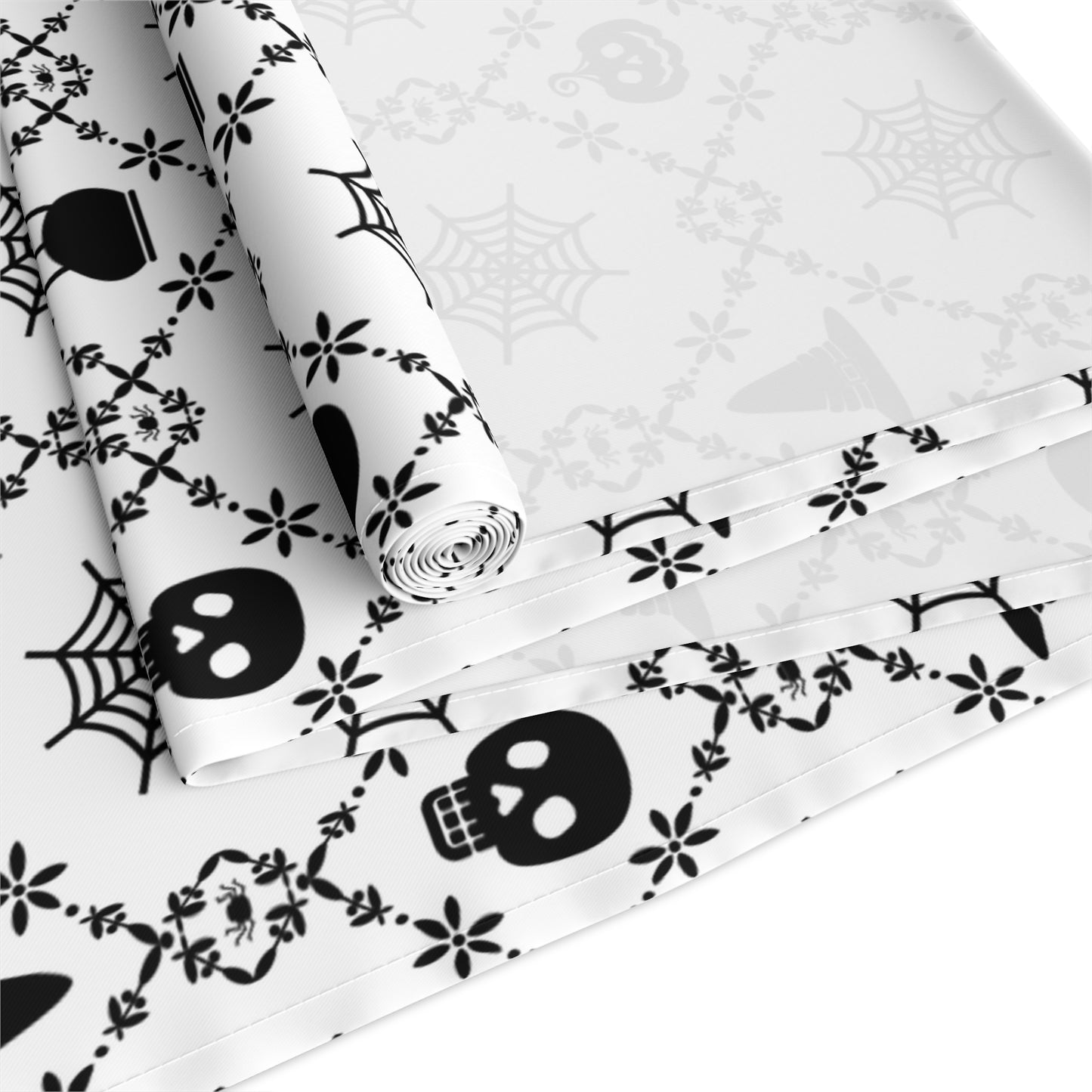 Black & White Halloween Table Runner – Elegant Spooky Dining Decor