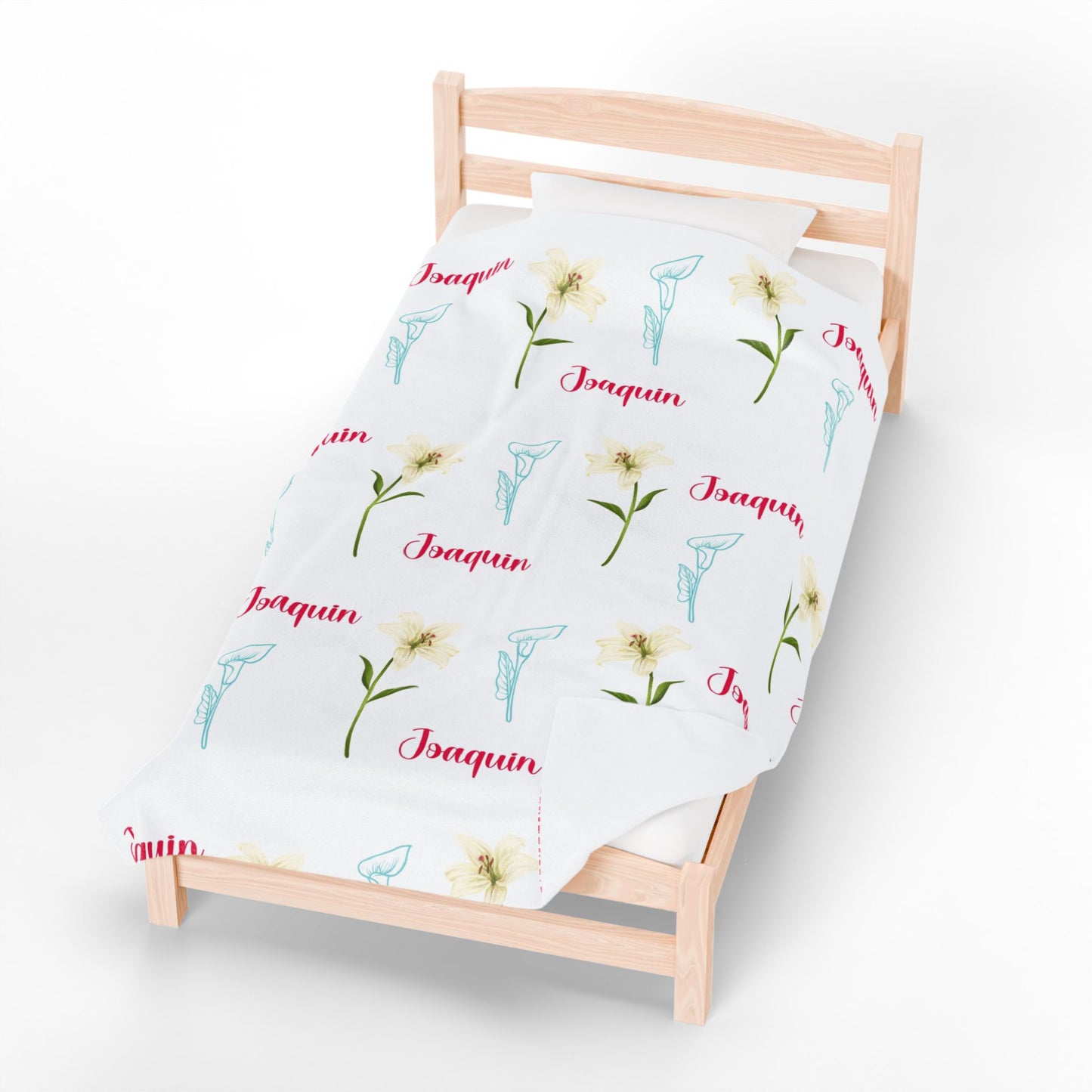 Personalized Velveteen Plush Blanket - Baby Name Floral Design for Nursery, Perfect Newborn Gift