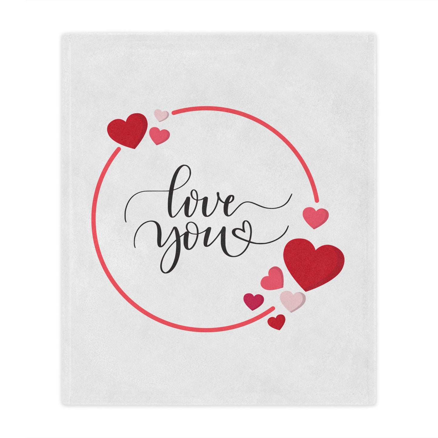 Love You with Flying Hearts Printed Valentine Minky Blanket