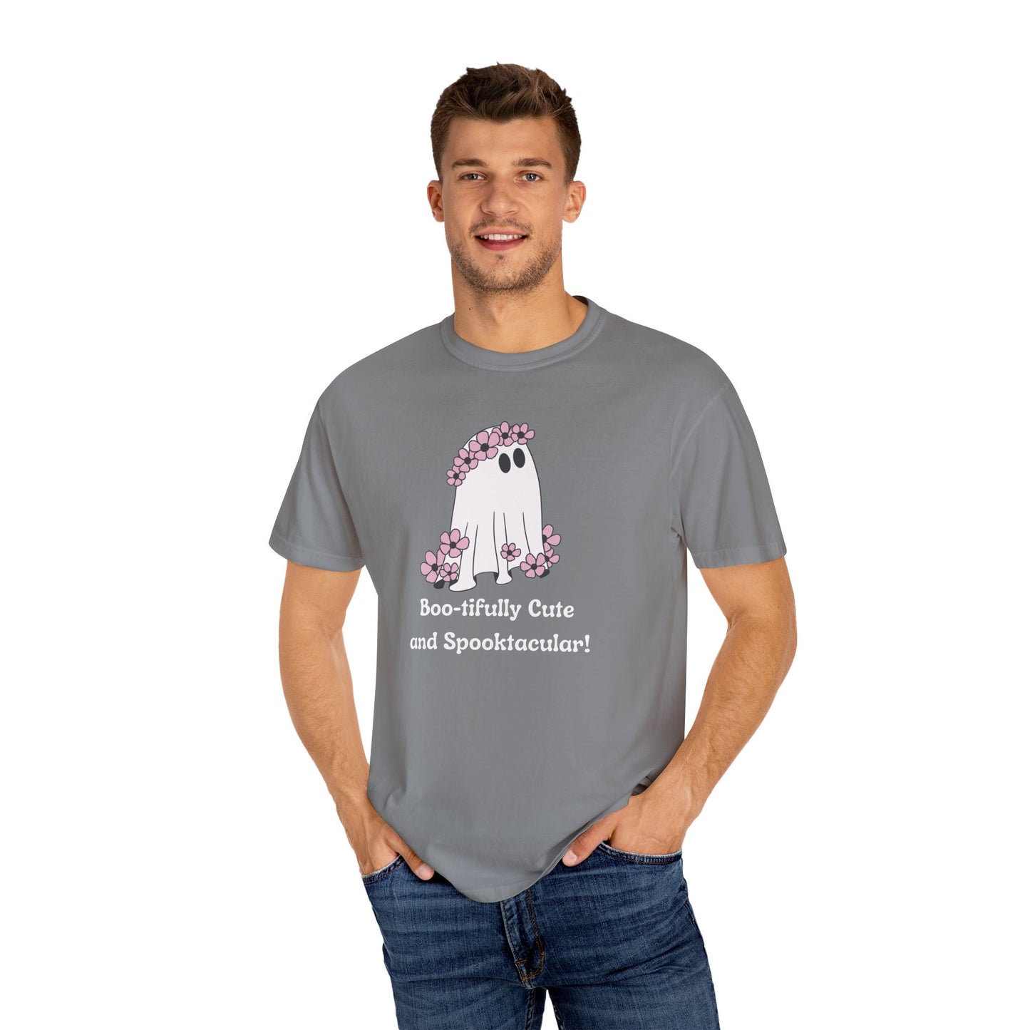 Boo-tiful Ghost Tee – Floral Charm Meets Halloween Fun!