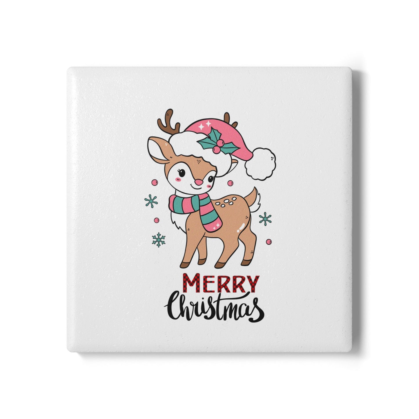 Merry Christmas Reindeer Coaster – Festive Holiday Accessory