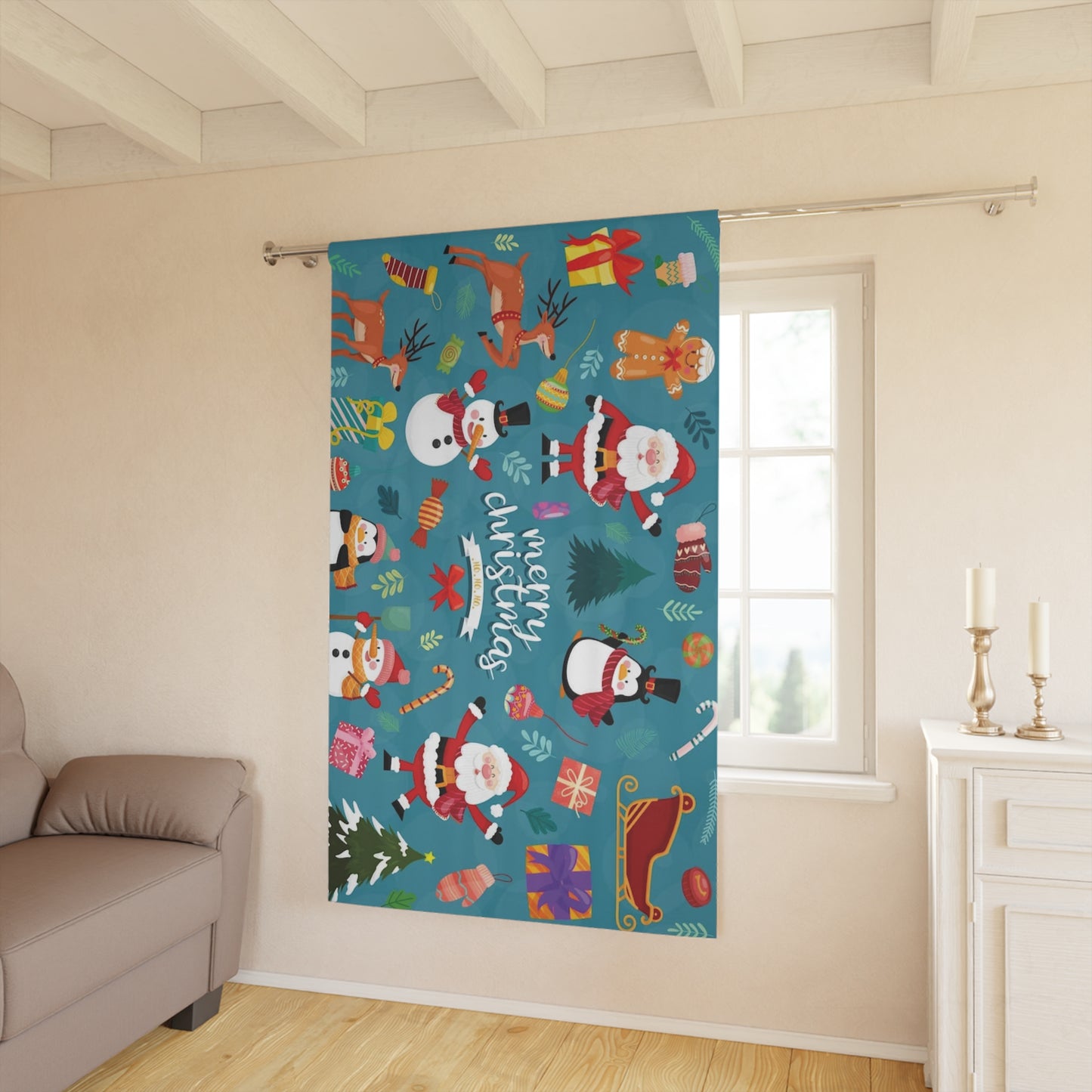 Christmas Window Curtains (1 Piece)