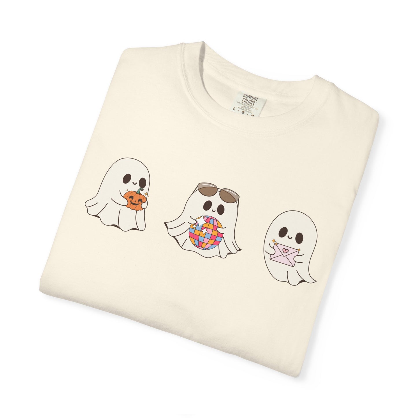 Three Cute Ghosts with Pumpkin, Trick or Treat Party Outfit – October Holiday Shirt