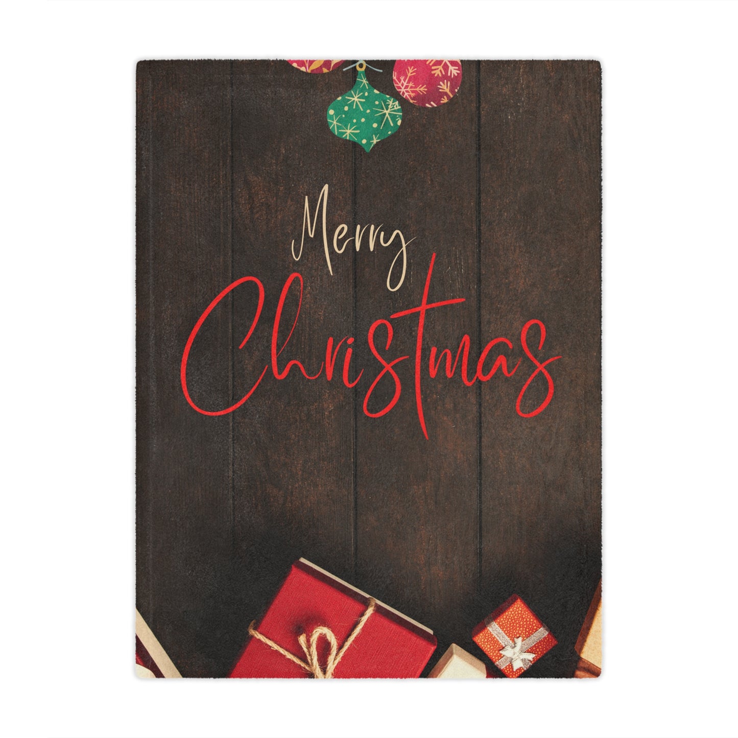 Merry Christmas Printed Minky Blanket, Coffee