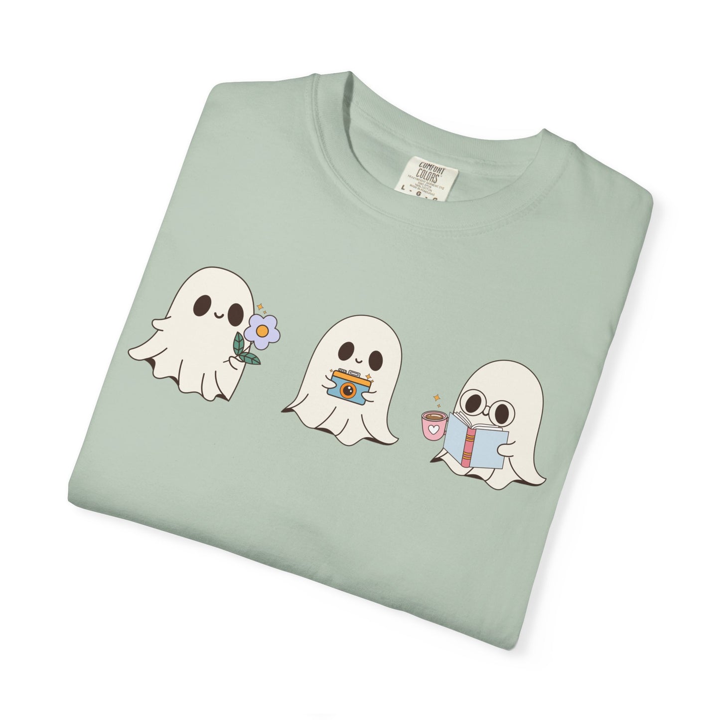Cute Ghost Trio Halloween T-Shirt – Spooky Season Graphic Tee