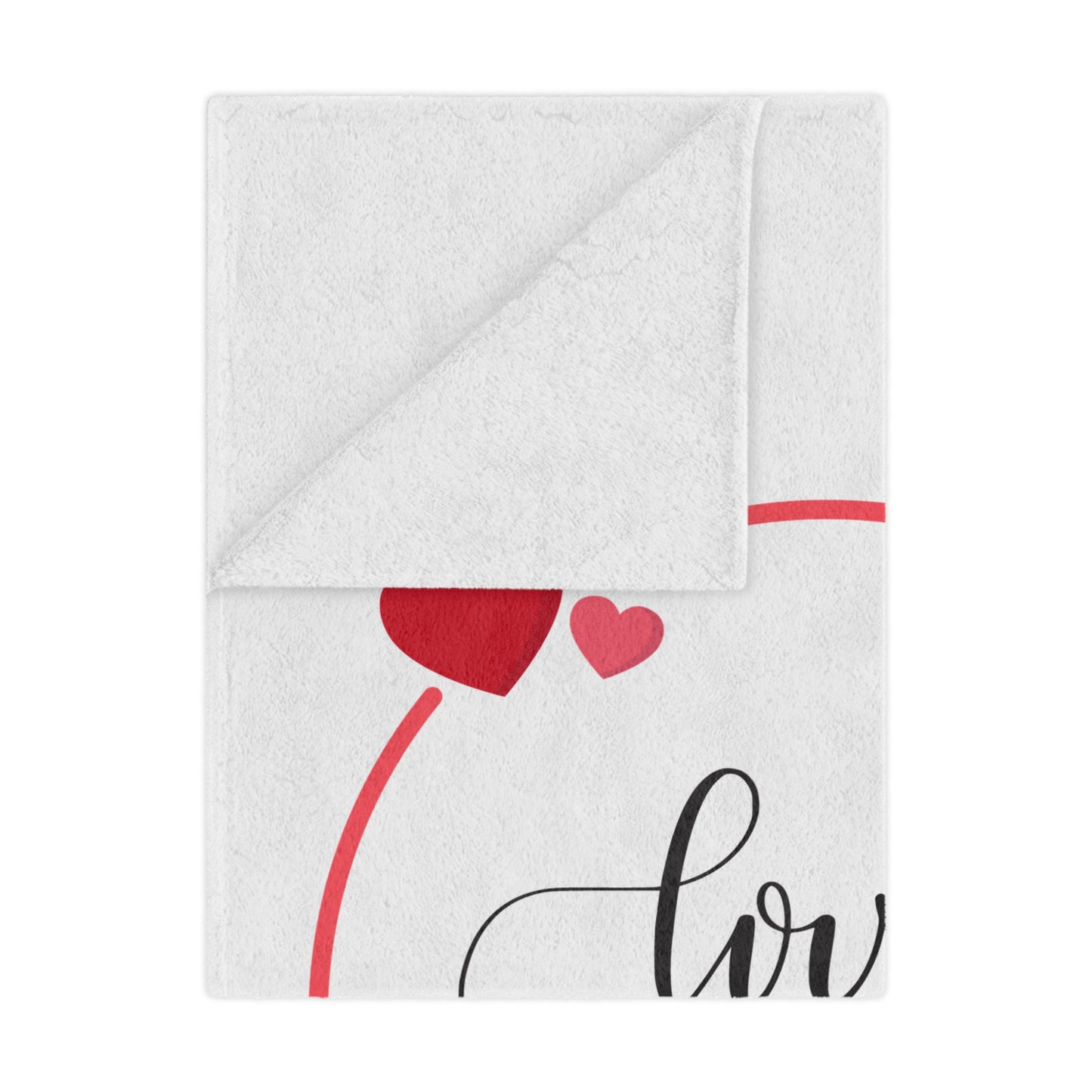 Love You with Flying Hearts Printed Valentine Minky Blanket