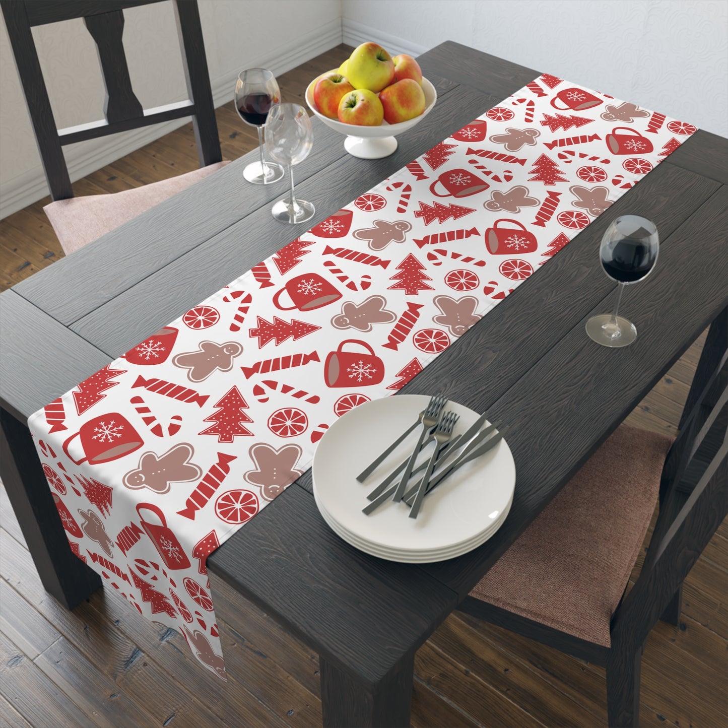 Pumpkin & Skull Table Runner – Festive Orange & Gray Halloween Decor