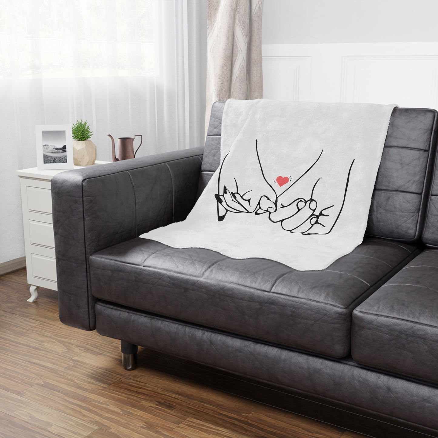 Couple's Hand Printed Velveteen Minky Blanket for Valentine