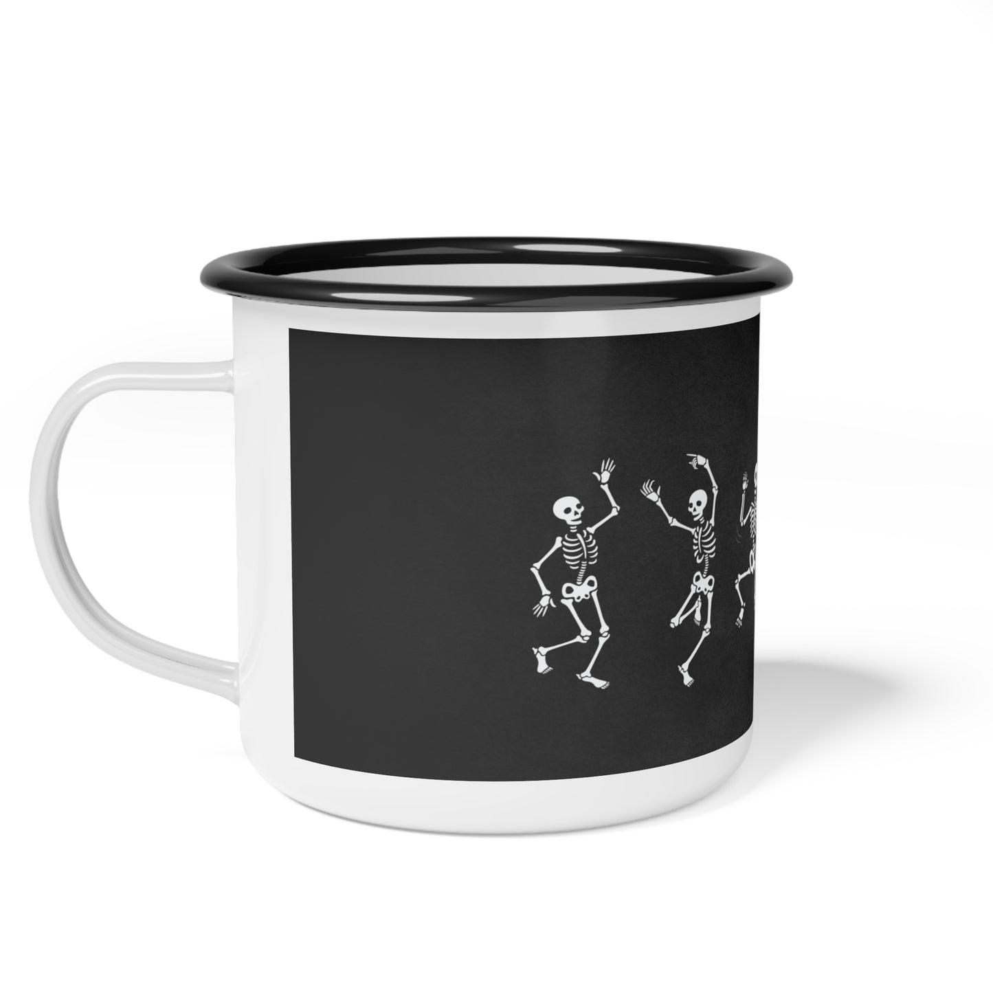 Dancing Skeletons Enamel Camp Cup – Whimsical Halloween Design