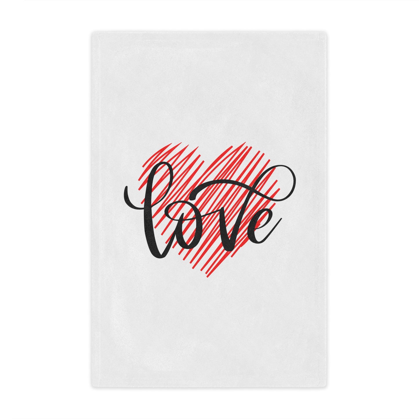 Love inside Heart Printed Valentine Minky Blanket, Black & Red