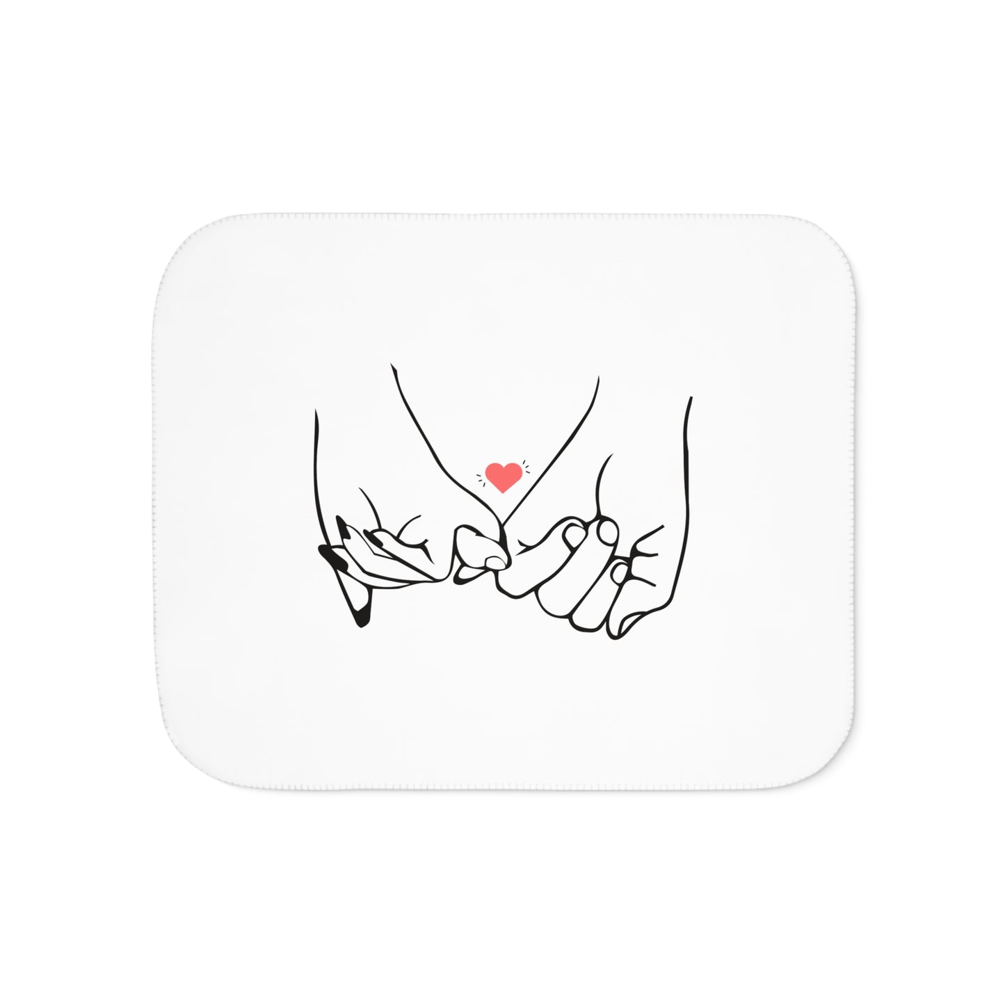 Couple's Hand with Heart Printed Sherpa Blenket for Valentine Day