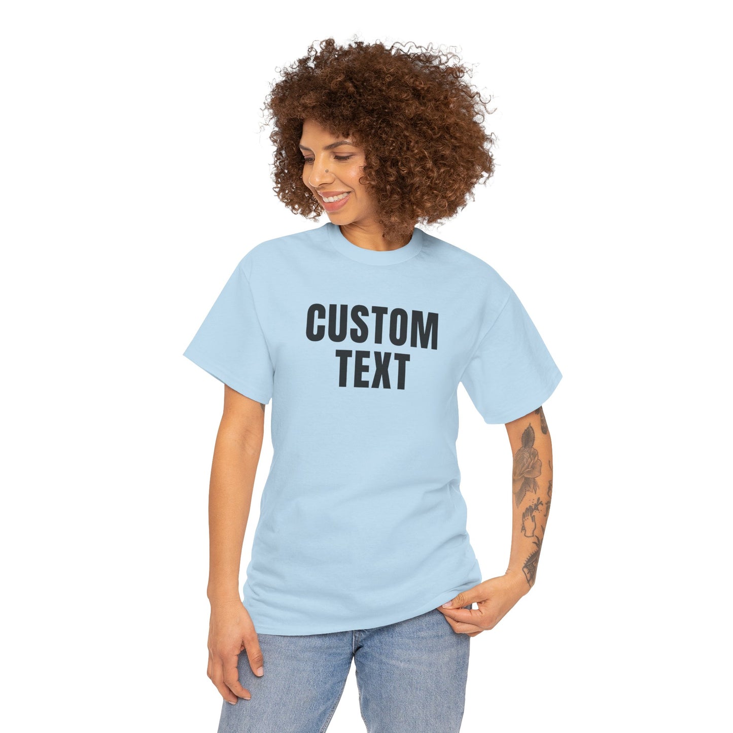Custom Text T-Shirt – Personalized White Lettering Tee for Men & Women