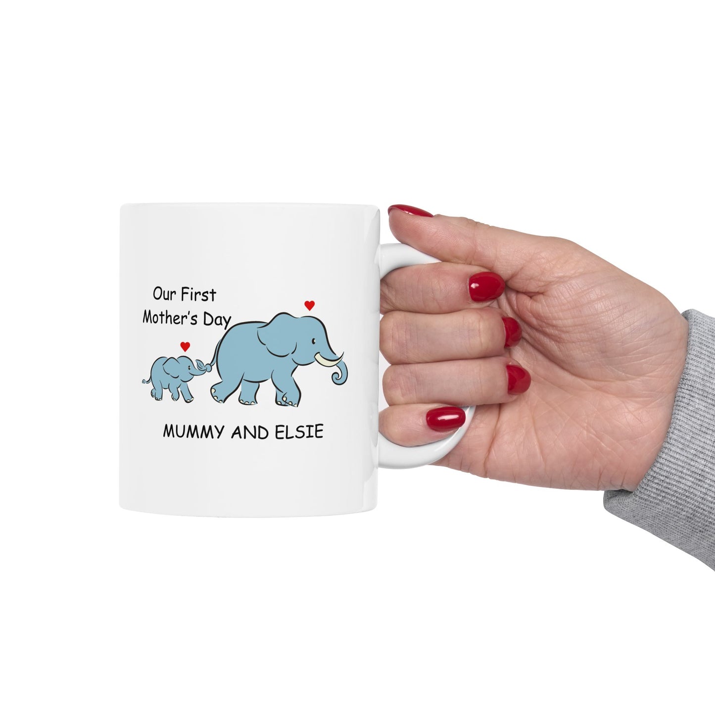 Mummy & Child Personalized Elephant Mug – First Mother’s Day Gift, 11oz