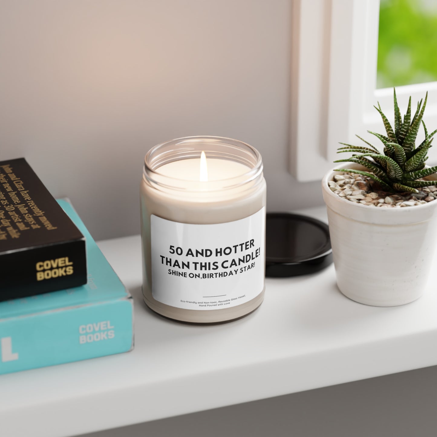 50 and Hotter Scented Soy Candle for Her, 9 oz, 51th Birthday Gift