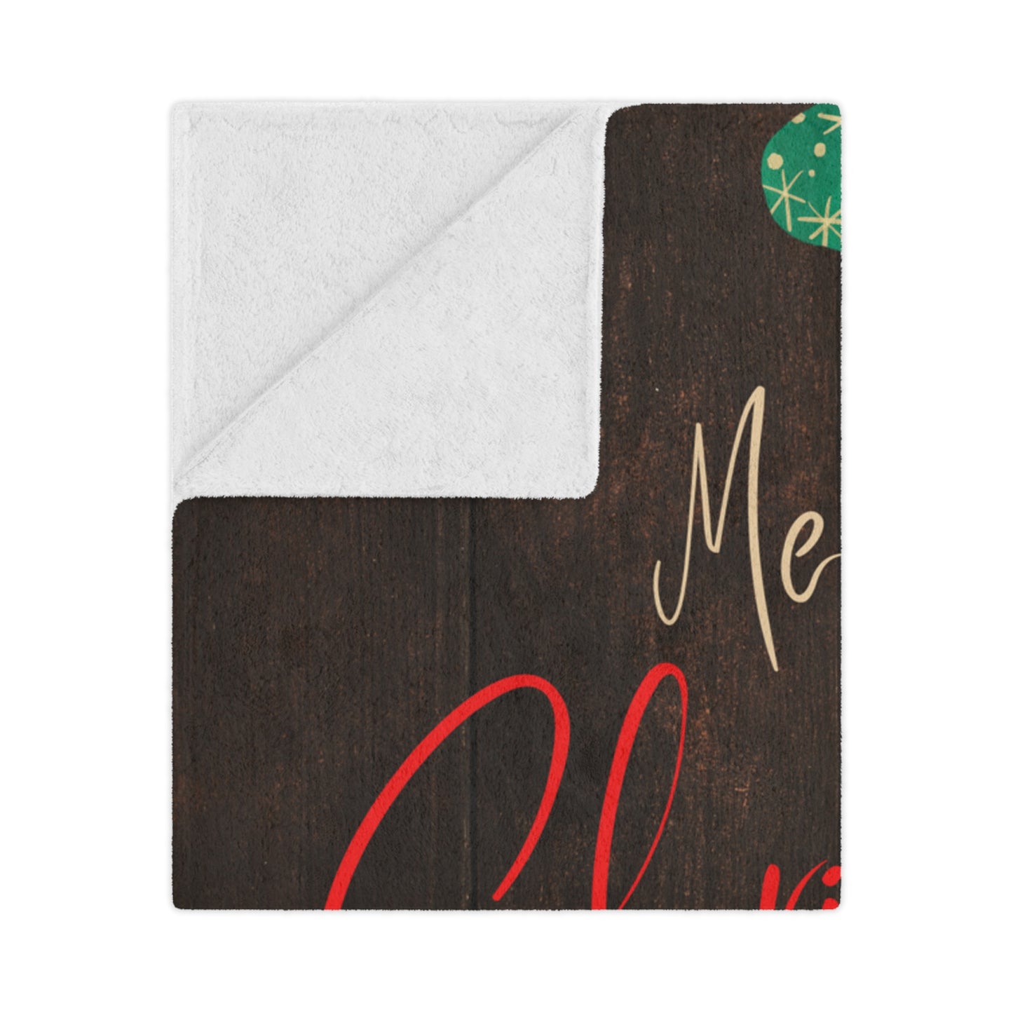 Merry Christmas Printed Velveteen Minky Blanket, Coffee