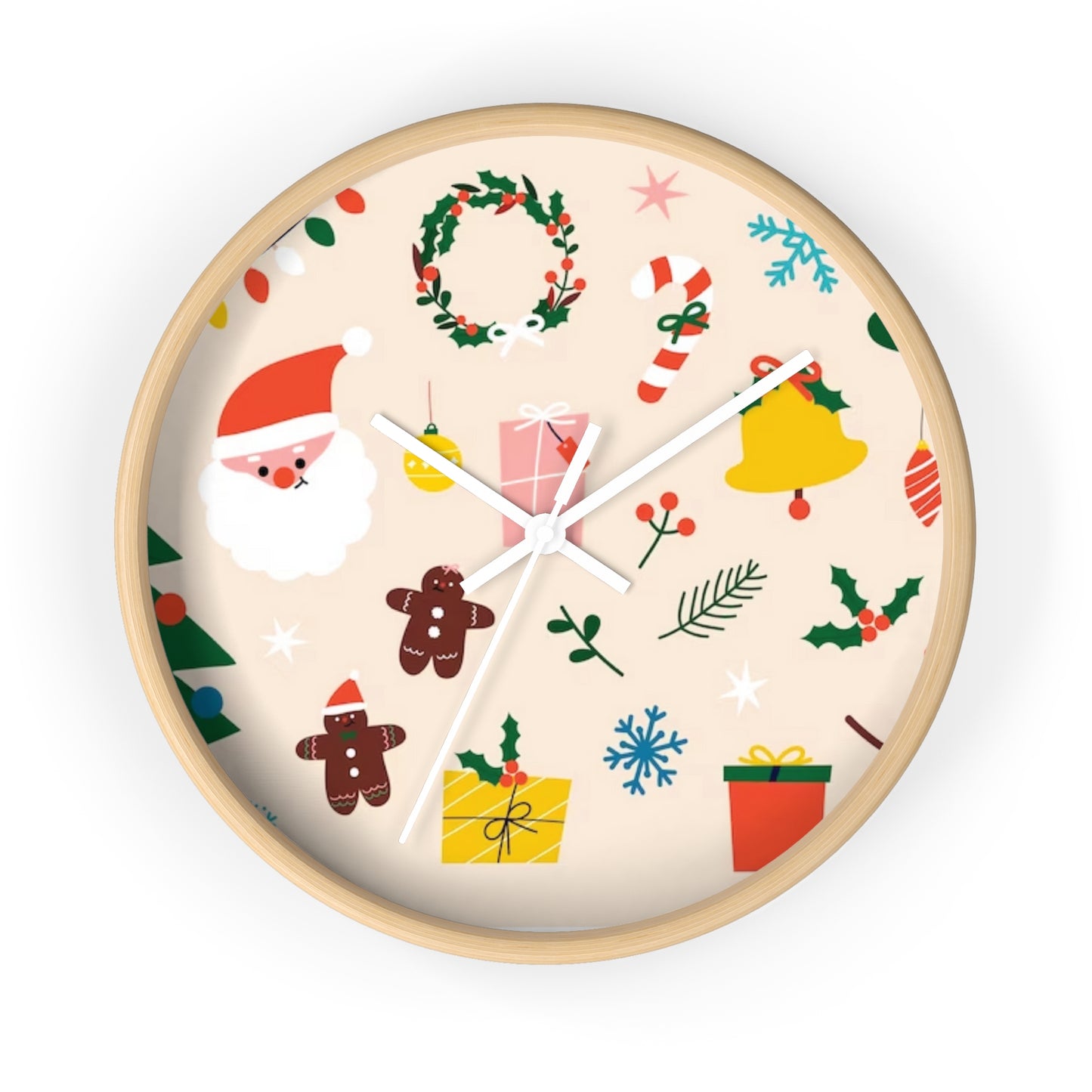 Beige Christmas Wall Clock