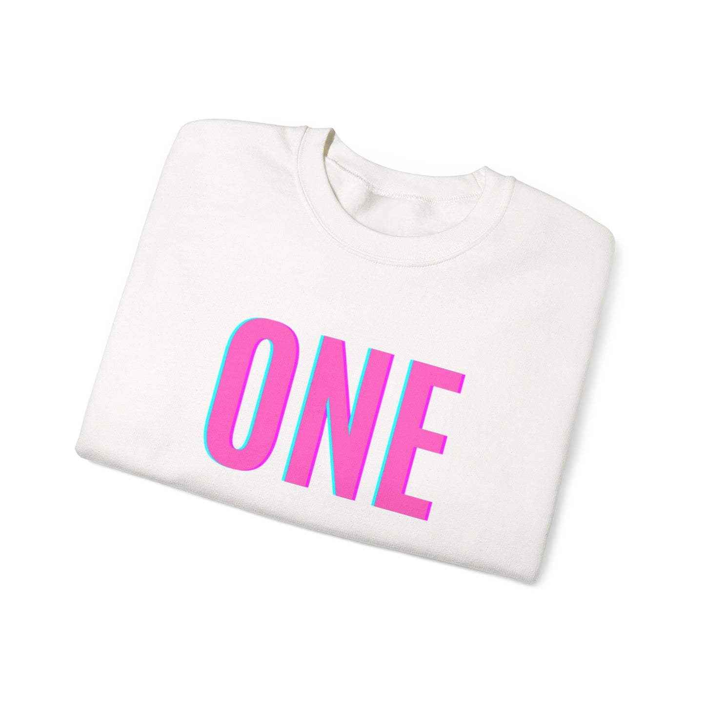 ONE Print White Unisex SweatshirtCrewneck Sweatshirt