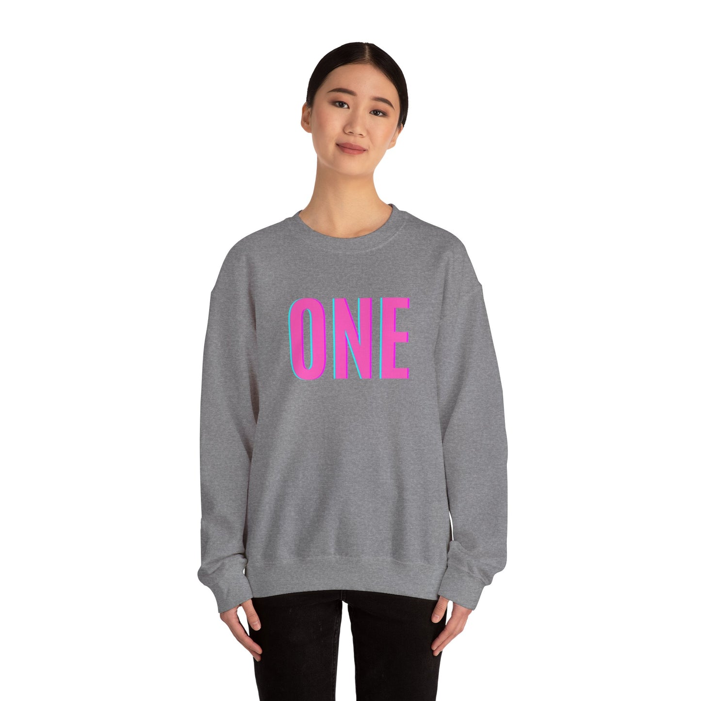 ONE Print White Unisex SweatshirtCrewneck Sweatshirt