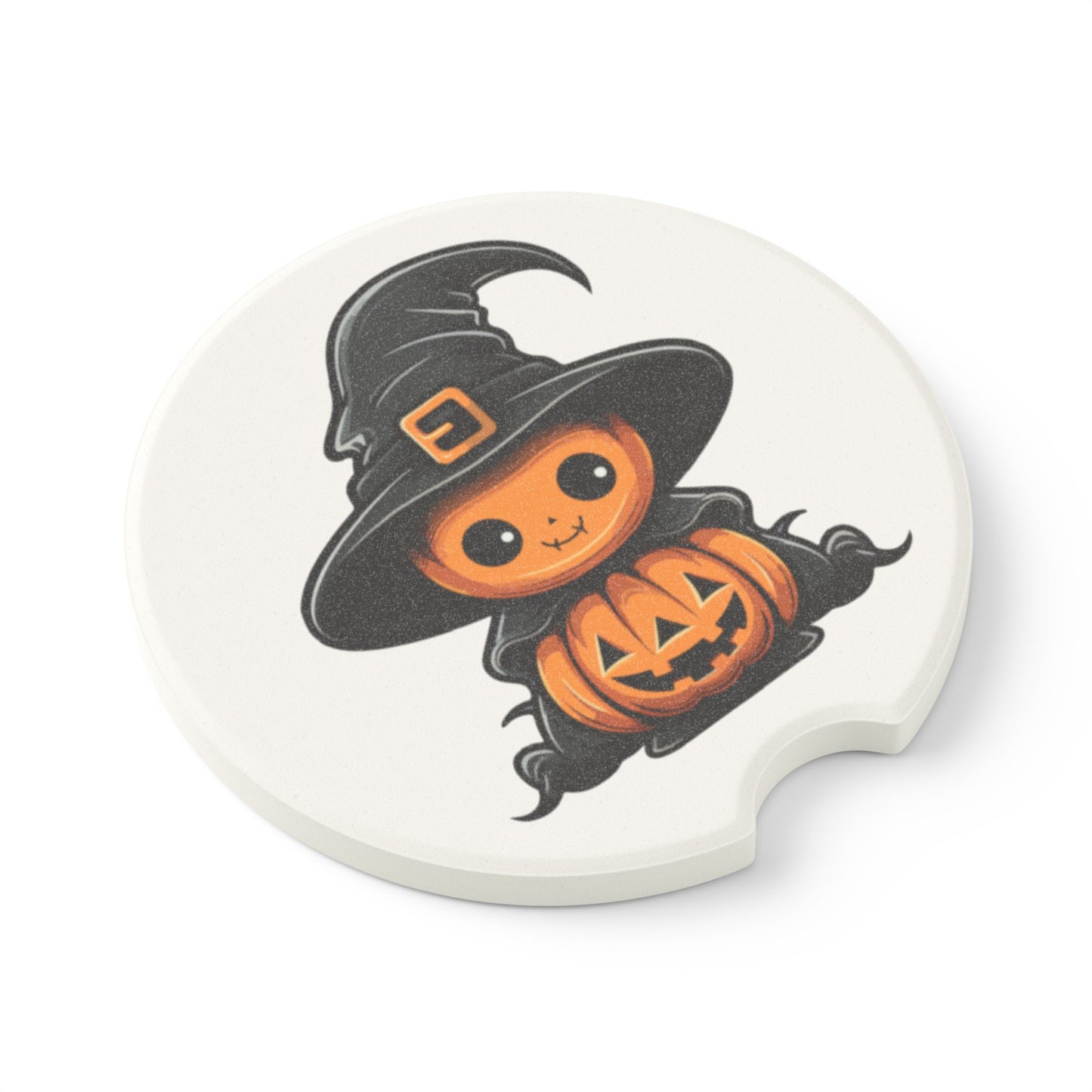 Car Coaster - Witch Hat Pumpkin Jack-O'-Lantern Design