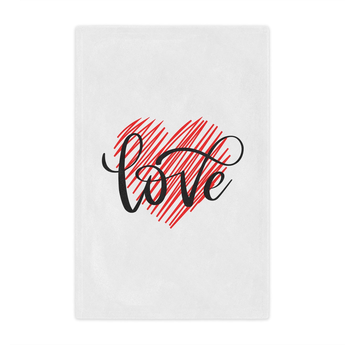 Love inside Heart Printed Valentine Minky Blanket, Black & Red