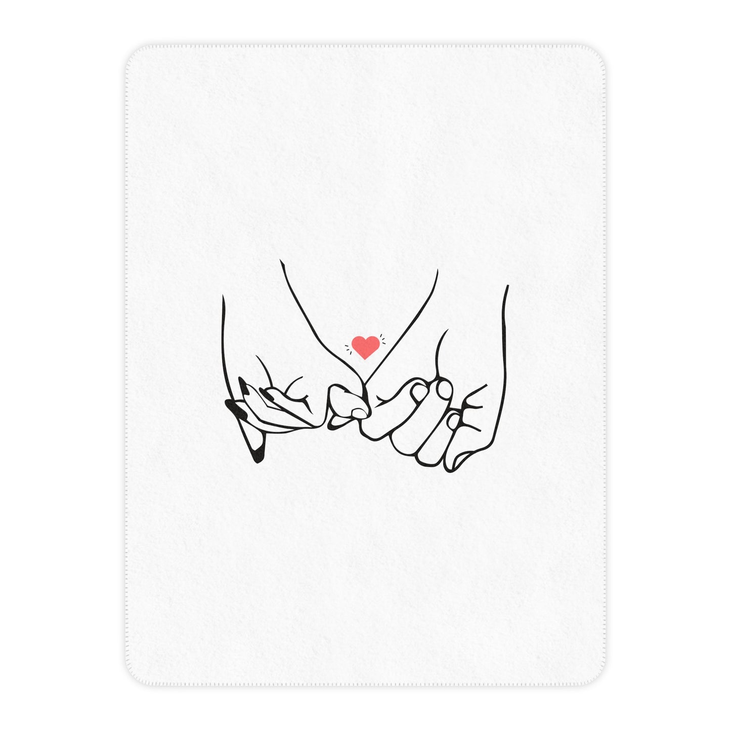 Couple's Hand Printed Tan Sherpa Blanket for Valentine Day