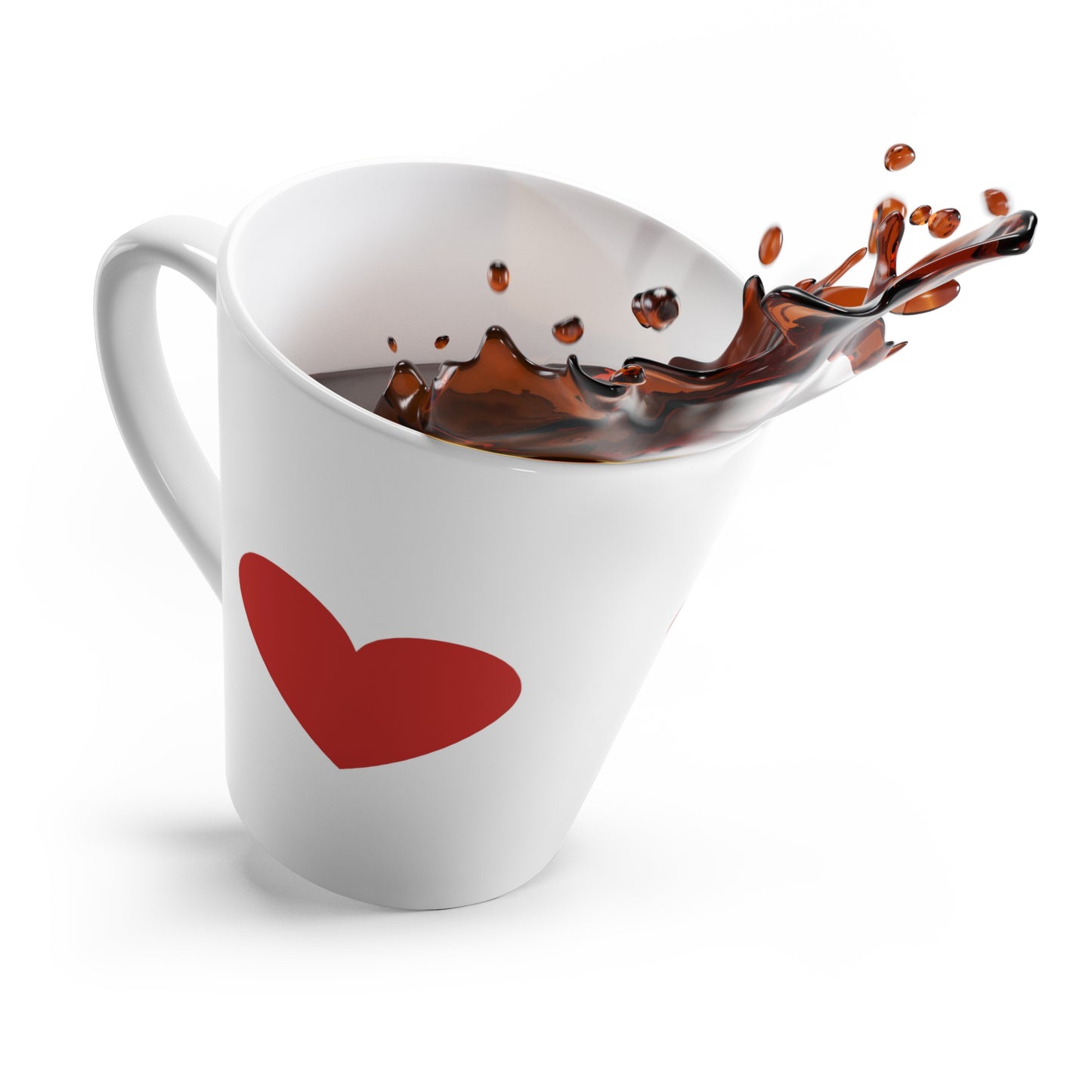Valentines Day Latte Mugs, 12oz, Big Heart with Love Printed Coffee Mug