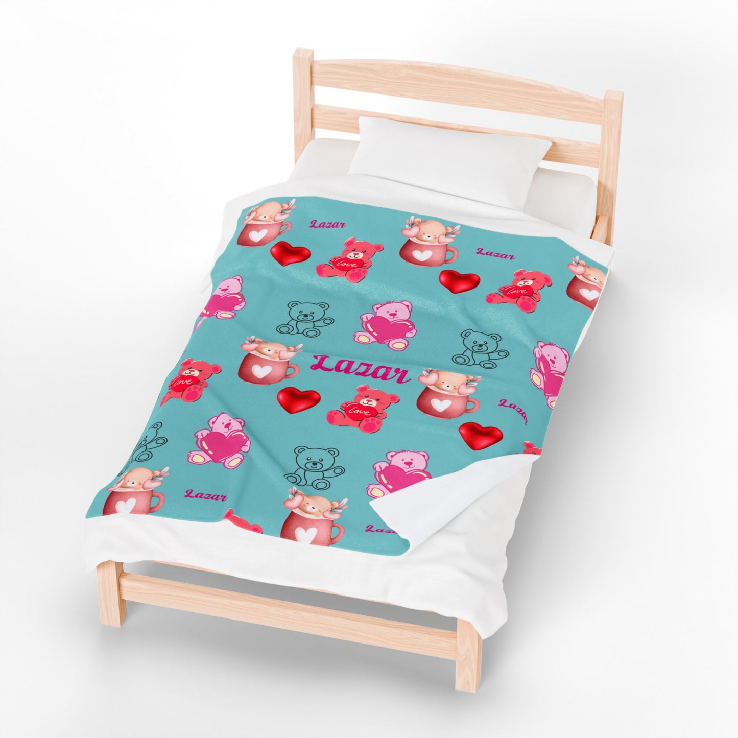 Personalized Teddy Bear Plush Blanket for Toddlers - Cute and Cozy Baby Shower Gift