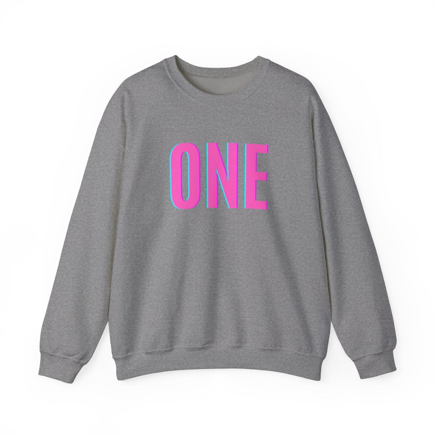 ONE Print White Unisex SweatshirtCrewneck Sweatshirt