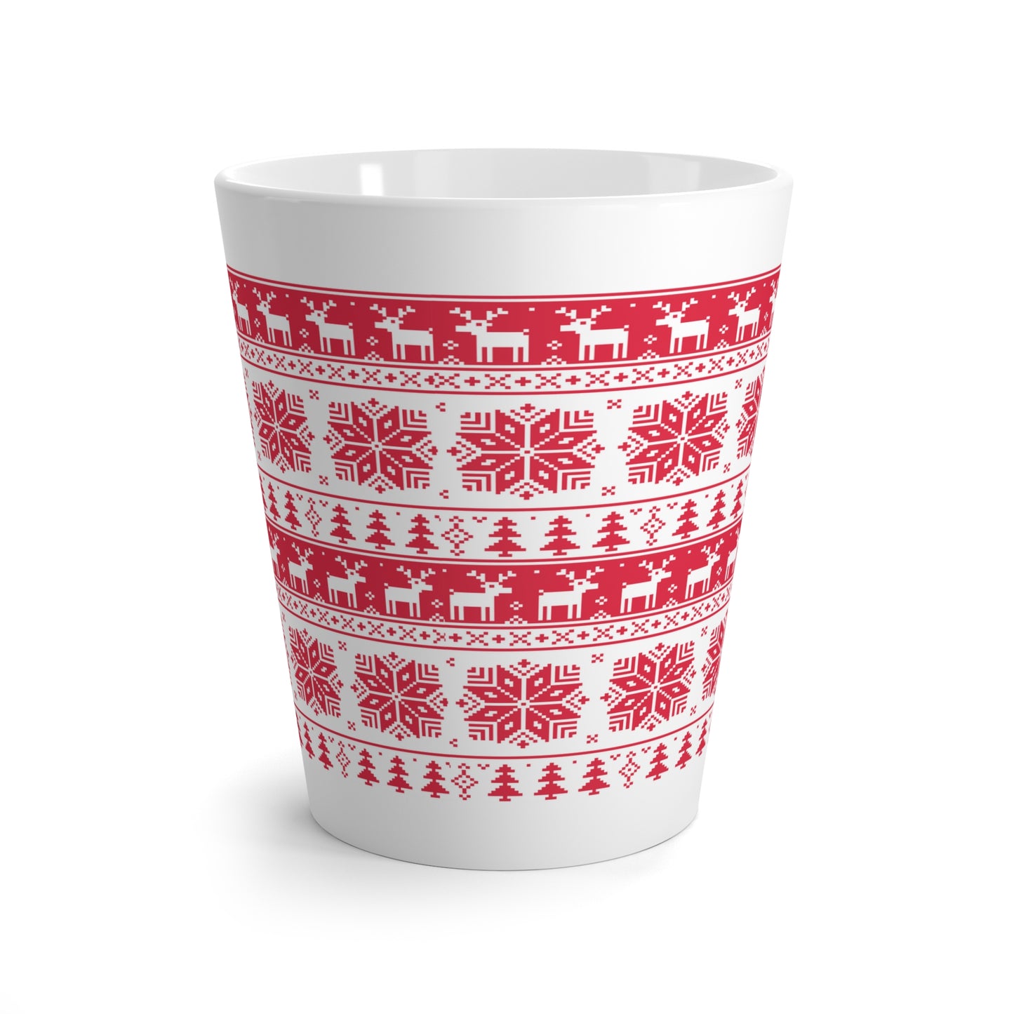 Christmas Latte Mug – 12oz White Ceramic Coffee Cup with C-Handle
