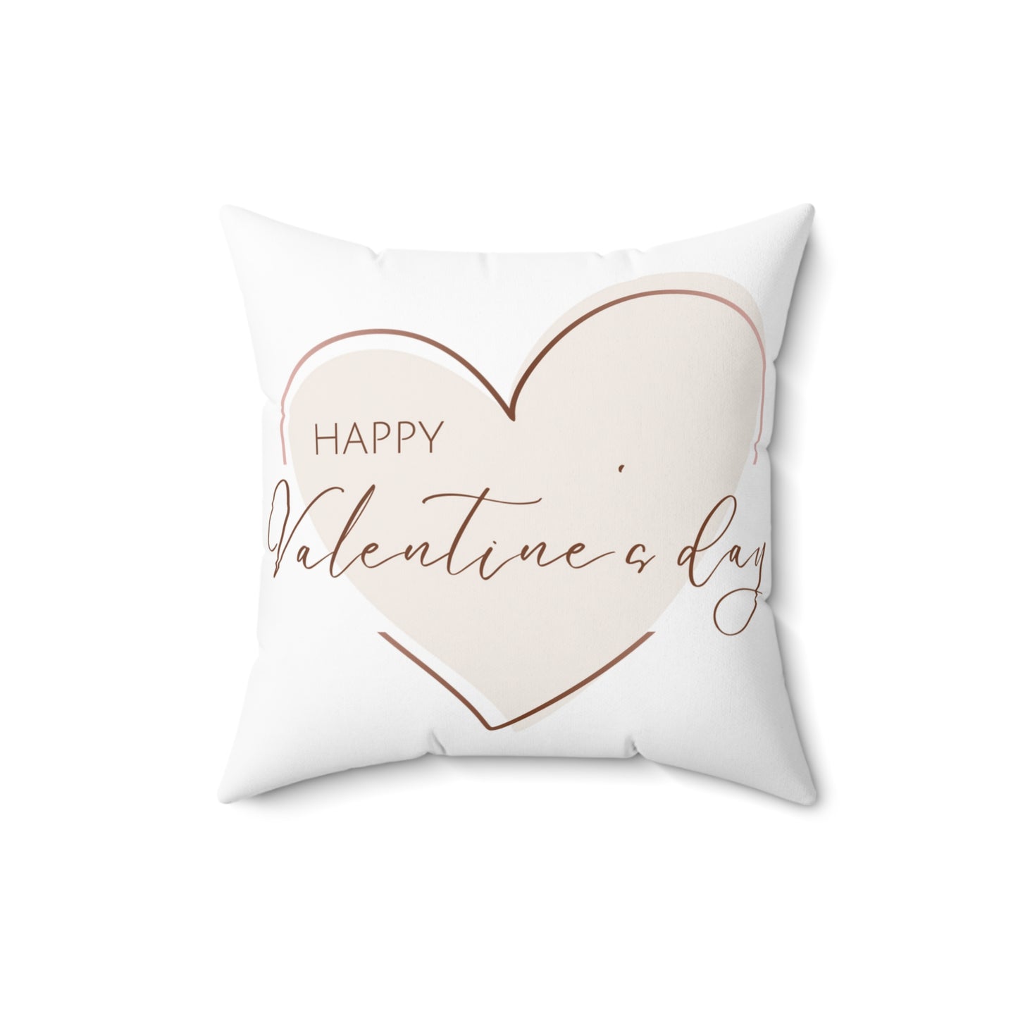 Valentine’s Day Throw Pillow with Heart Outline and “Happy Valentine’s Day” Script – Double-Sided Print