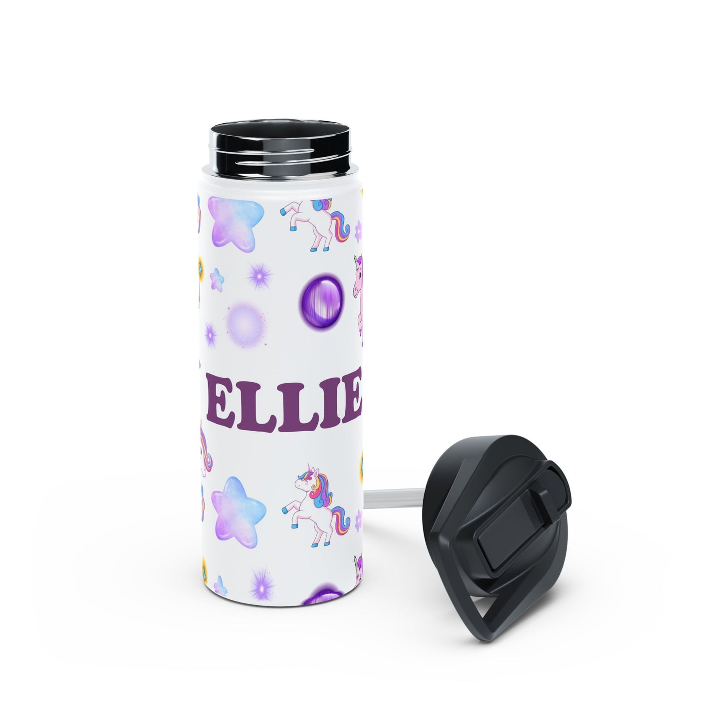 Personalized Glitter Unicorn Water Bottle – Stainless Steel Tumbler for Kids, Birthdays & School