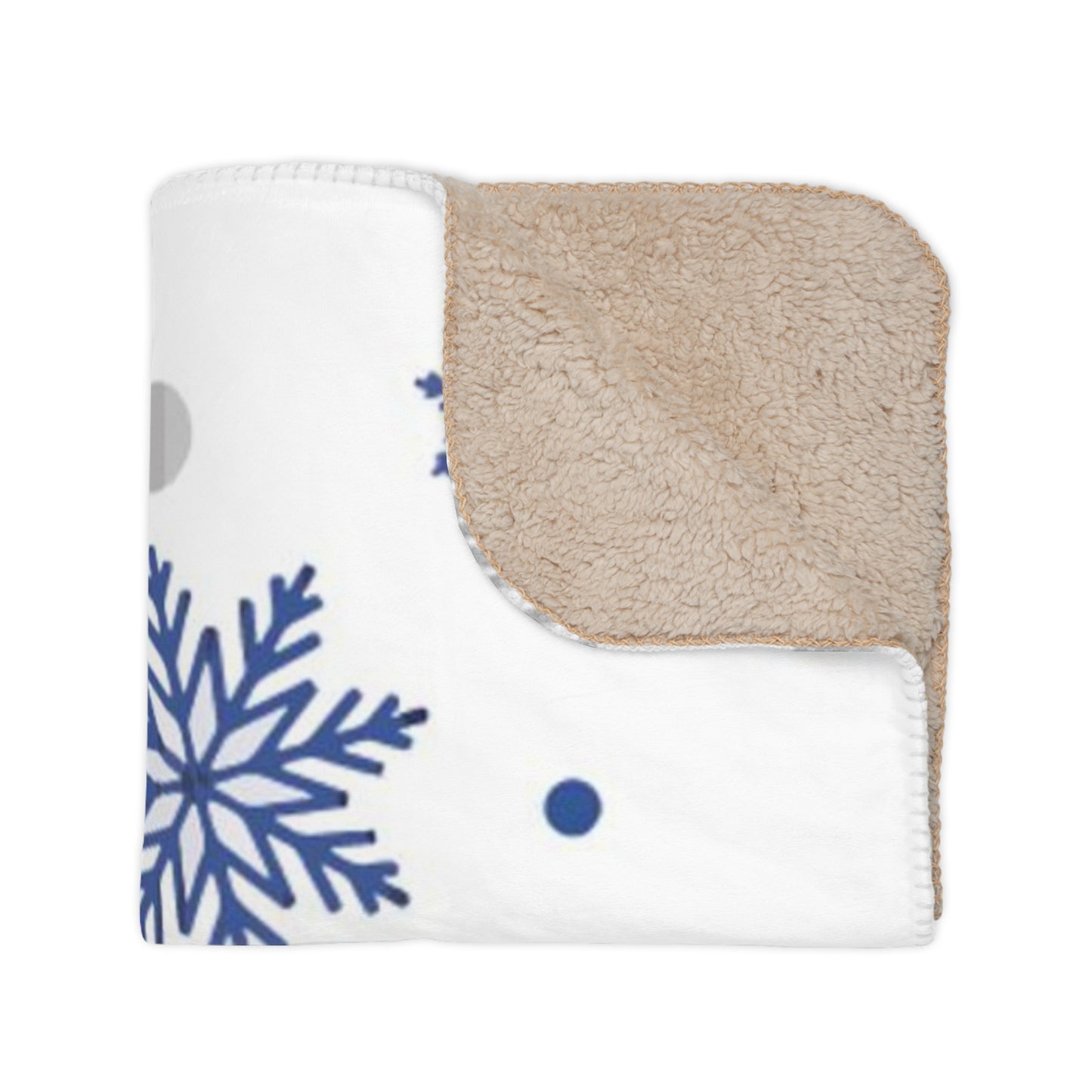 Merry Christmas Tan Sherpa Blanket, White
