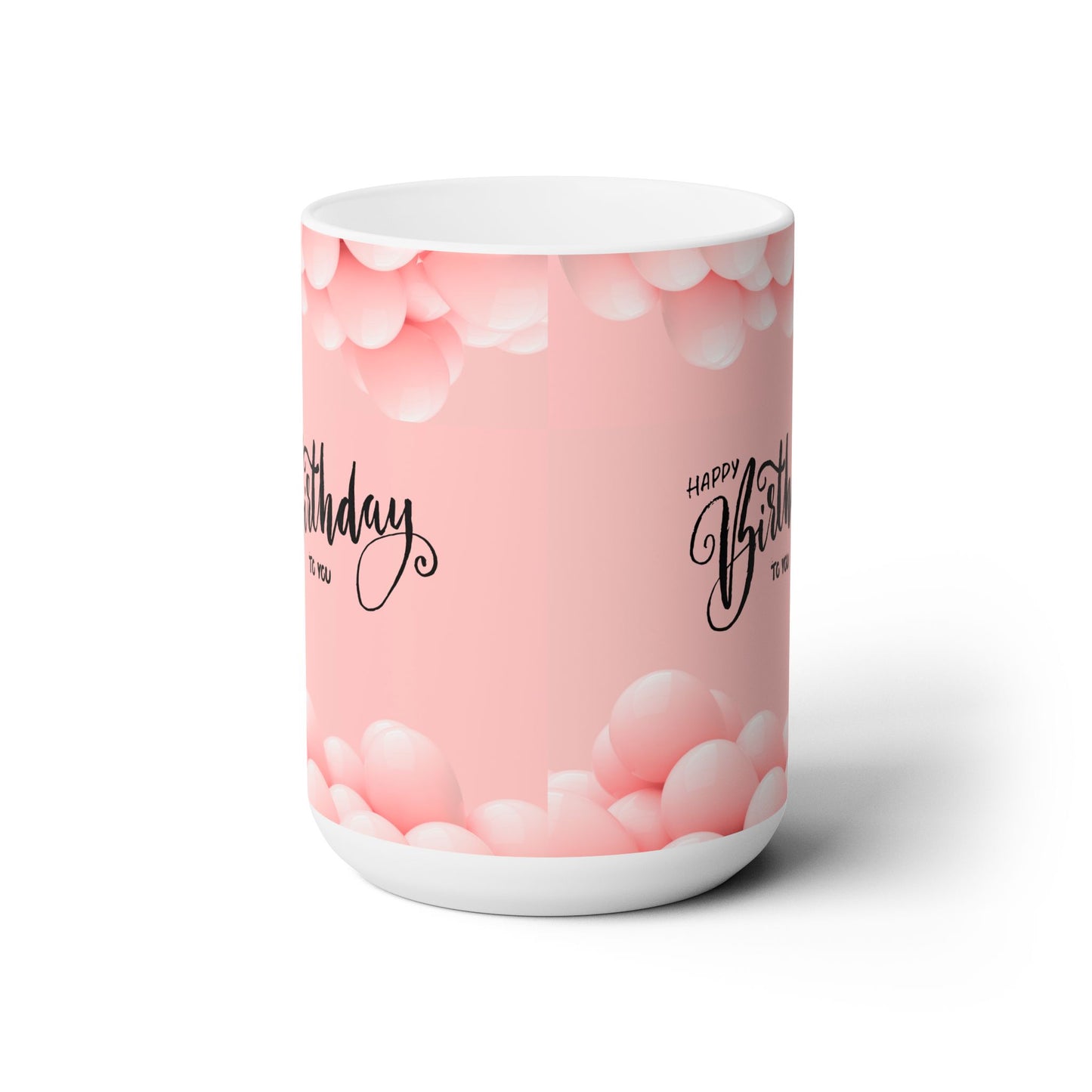 Happy Birthday Ceramic Mugs 15 oz, Pink, Birthday Gift for Her