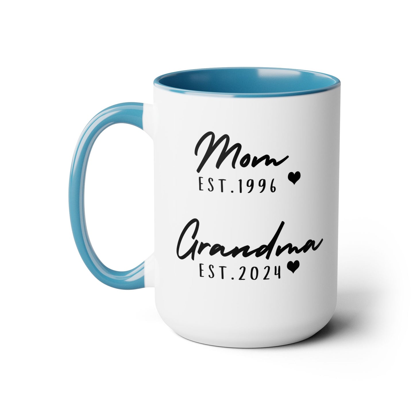Mom & Grandma EST. 15oz Ceramic Coffee Mug – Sentimental Personalized Gift